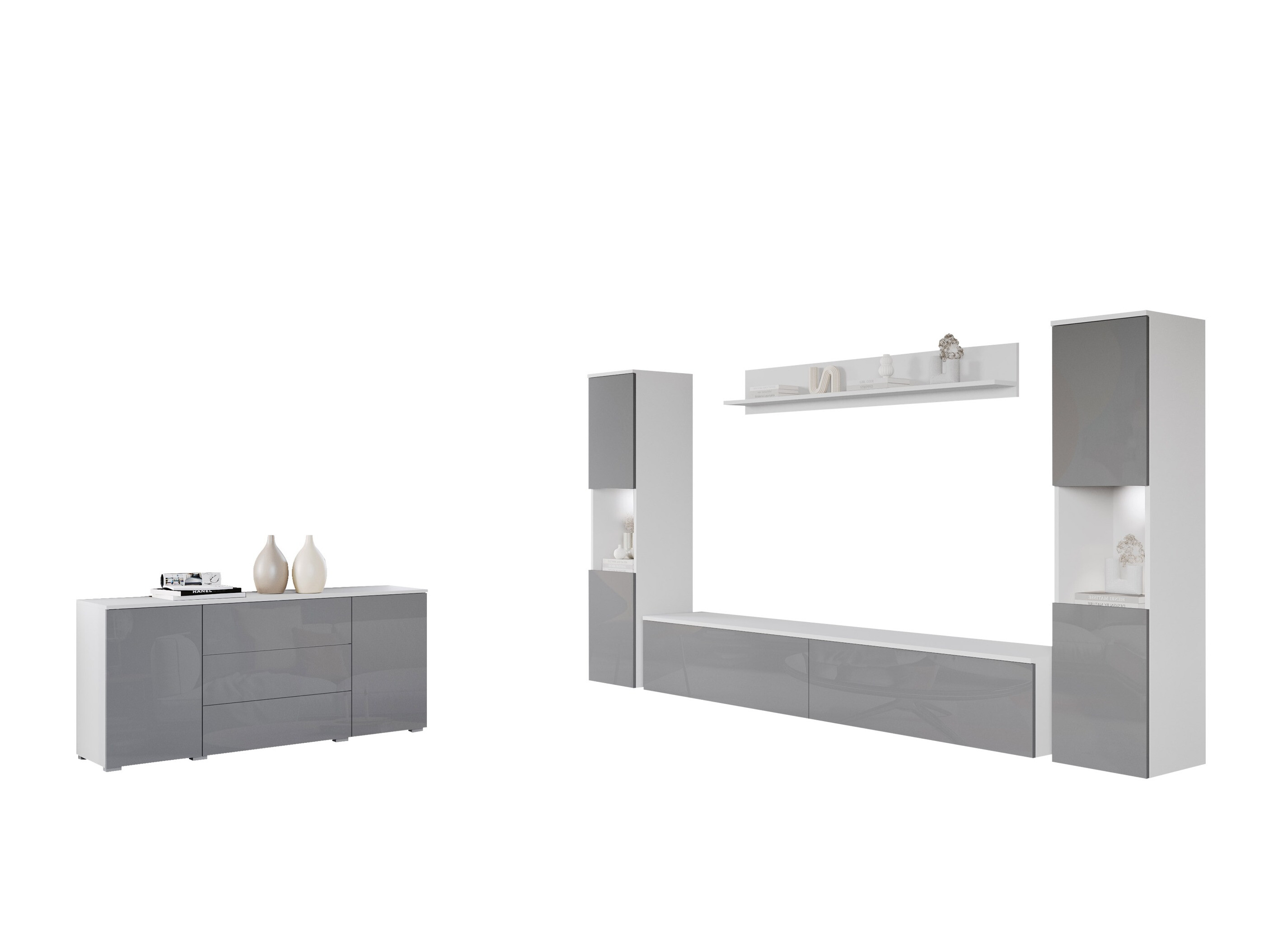 Conjunto de salón Sarasota 133 (Blanco + Blanco brillante)