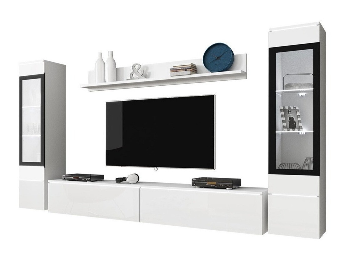 Conjunto de salón Mirfivo 101 (Blanco + Blanco brillante)