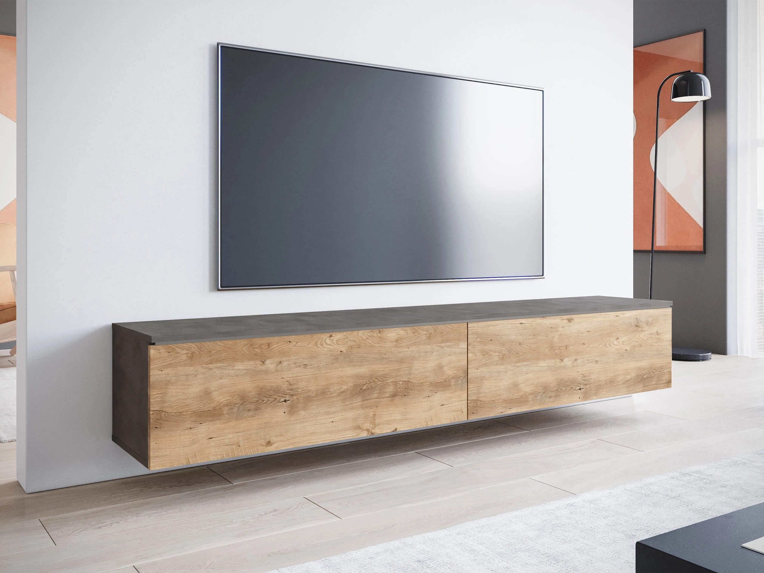 Mueble TV Sarasota 121 (Madera gris + Castaña)