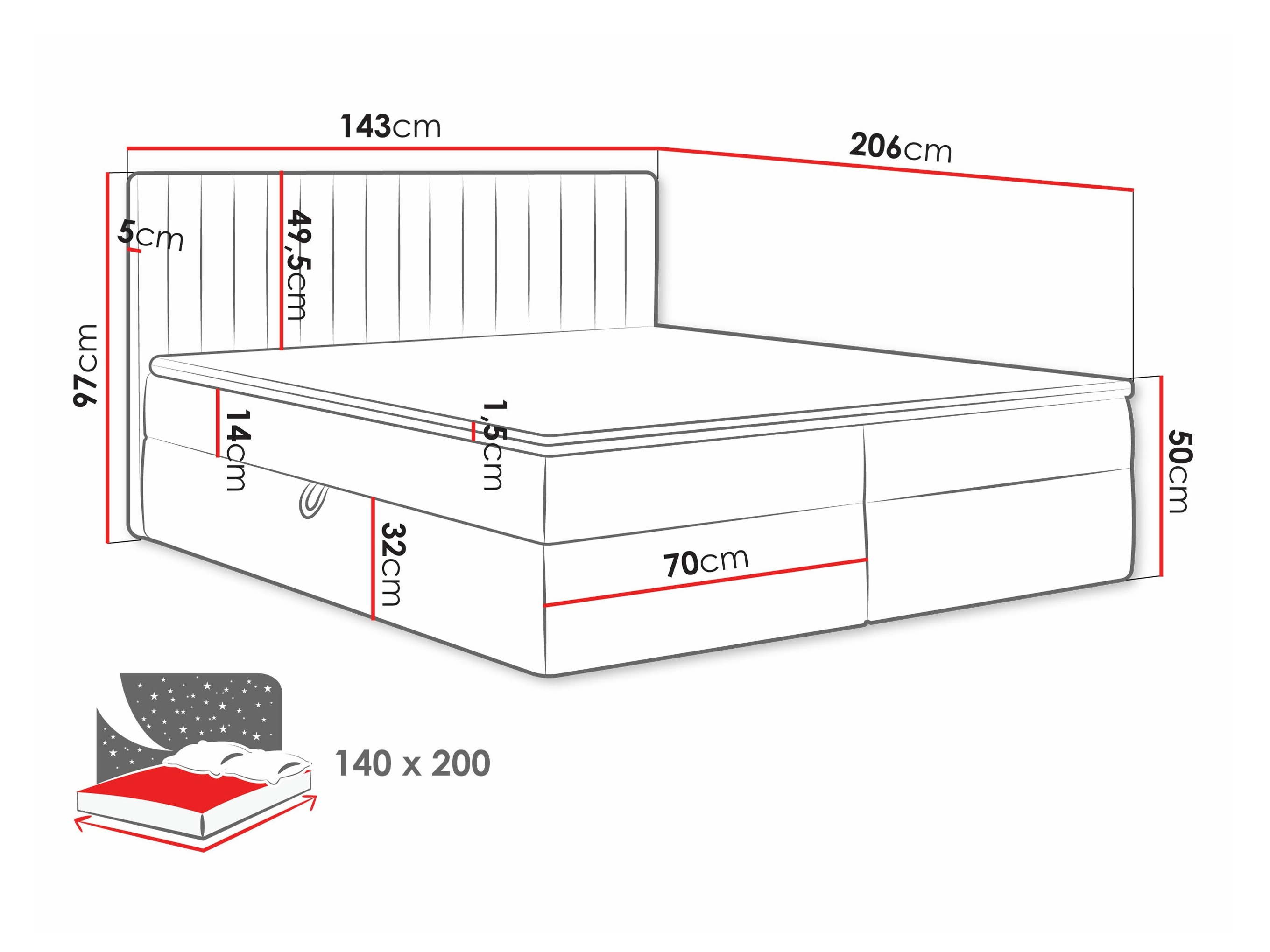 Cama continental Comfivo Apis I (Manila 16)