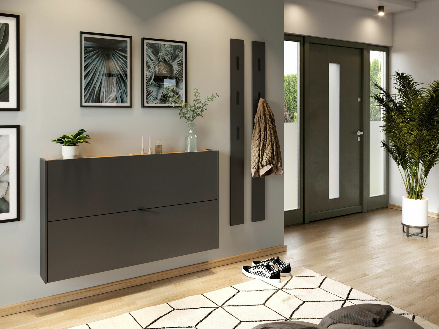 Conjunto para recibidor Cirsale 109 (Grafito + Navarra roble)