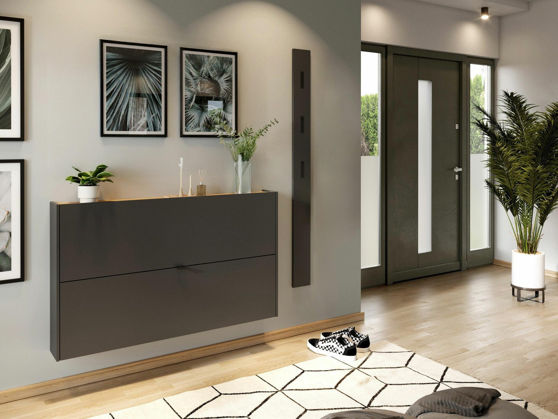 Conjunto para recibidor Cirsale 109 (Grafito + Navarra roble)