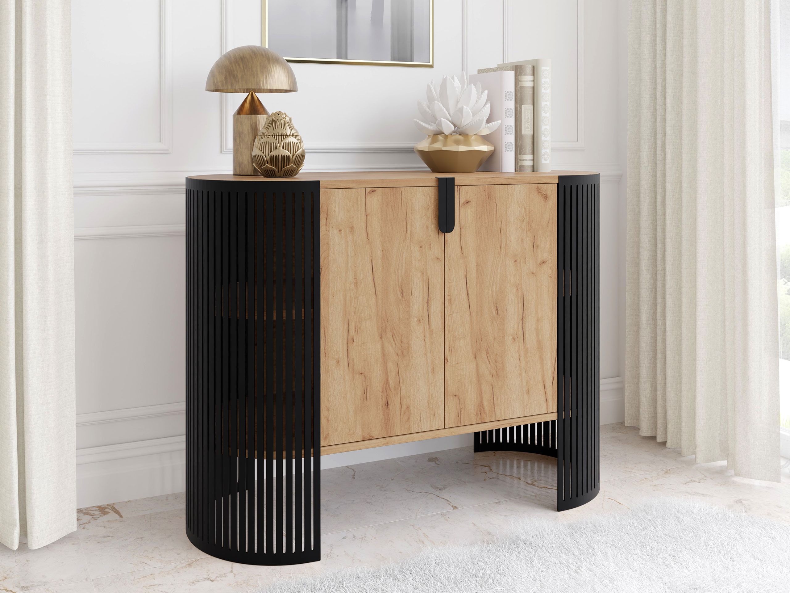 Aparador Civer (Negro + Roble dorado artesanal)