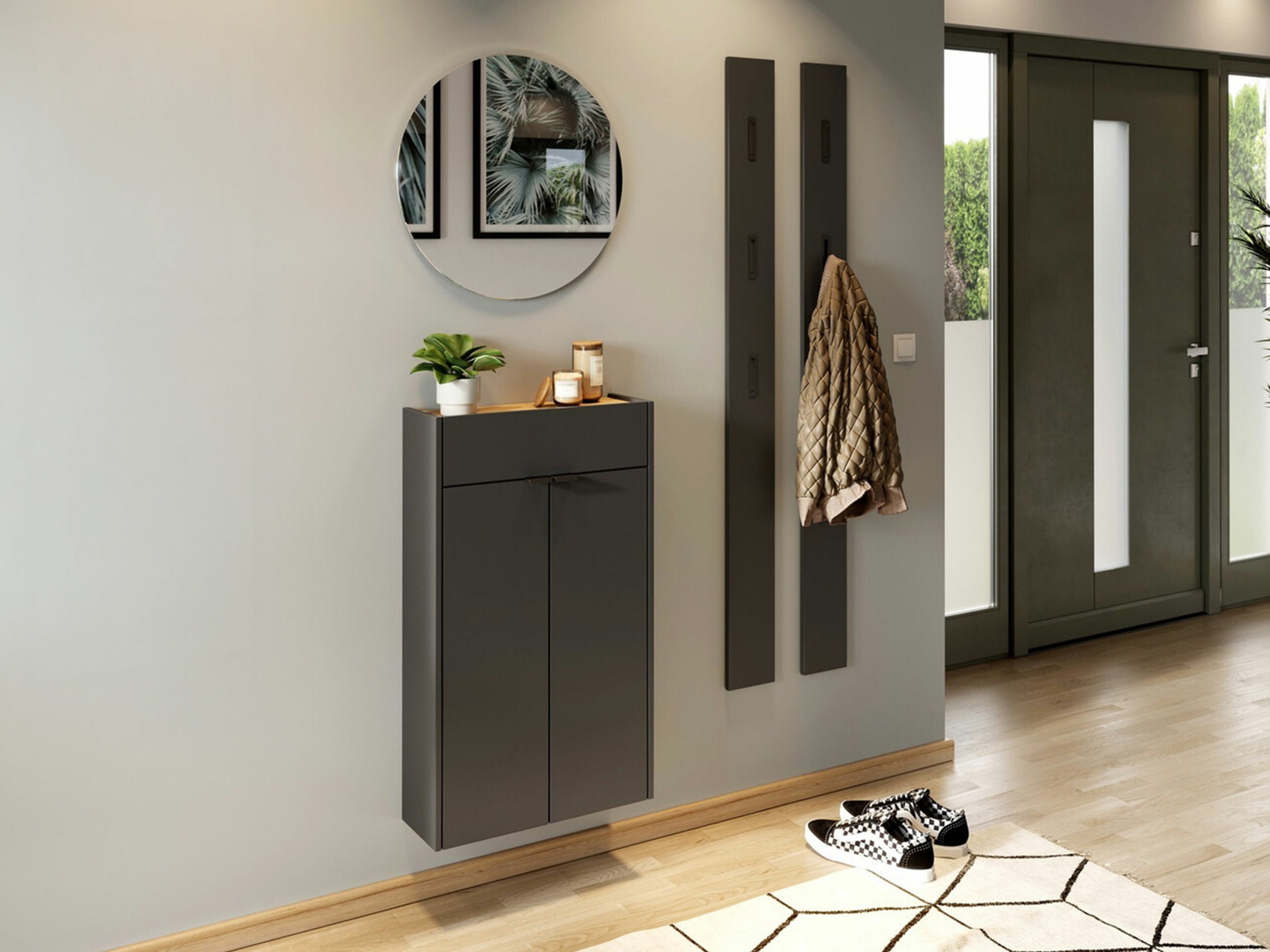 Conjunto para recibidor Cirsale 104 (Grafito + Navarra roble)