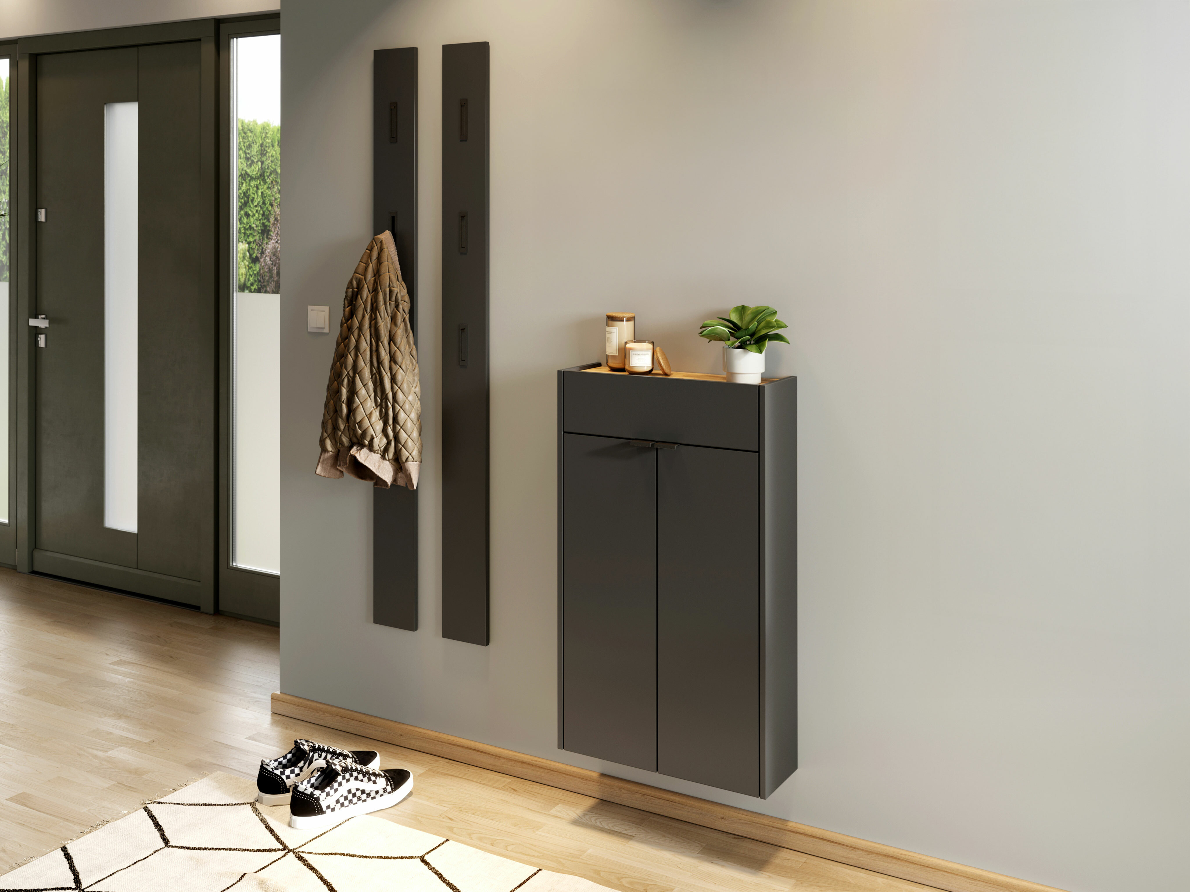 Conjunto para recibidor Cirsale 105 (Grafito + Navarra roble)