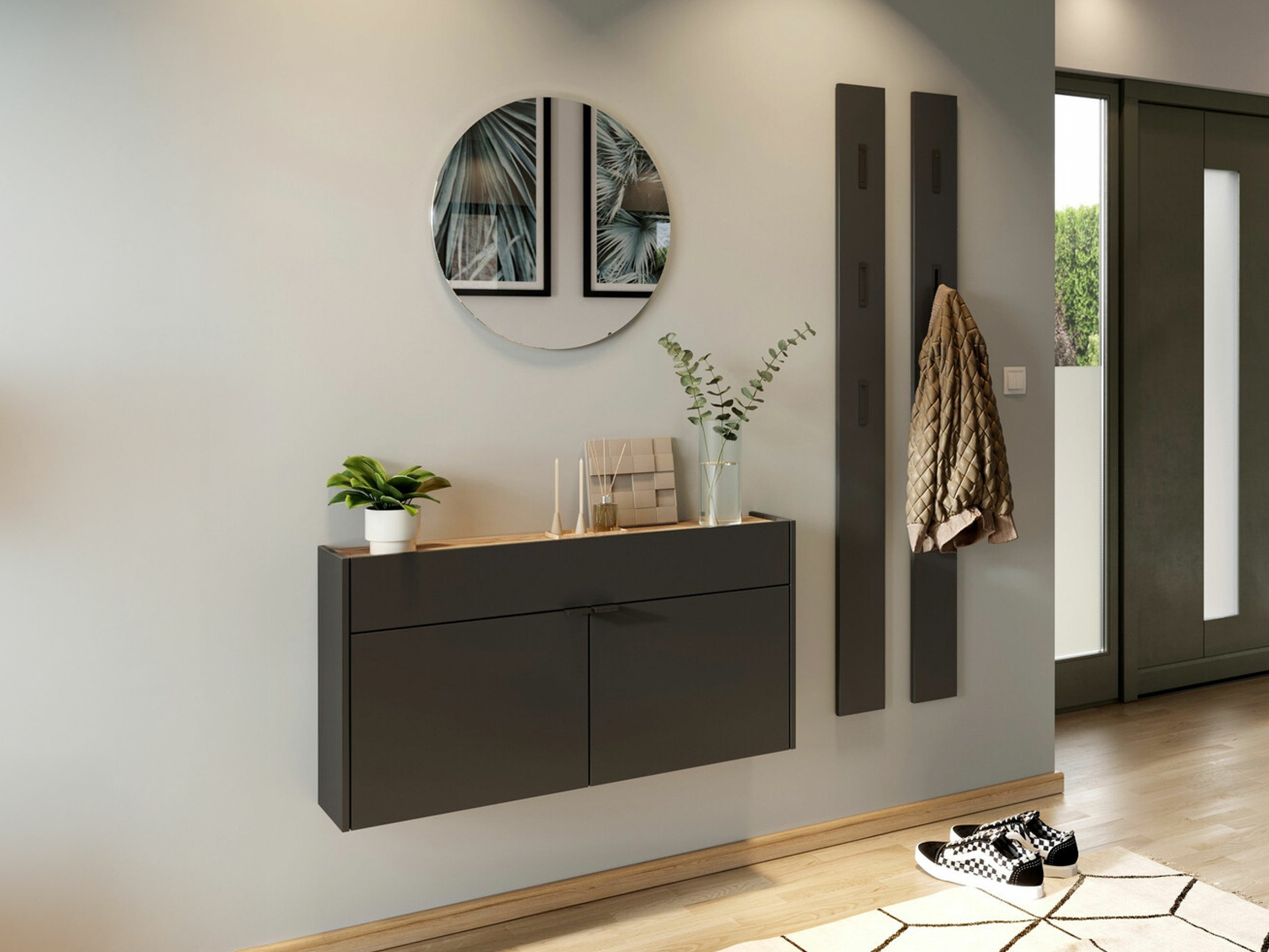 Conjunto para recibidor Cirsale 106 (Grafito + Navarra roble)