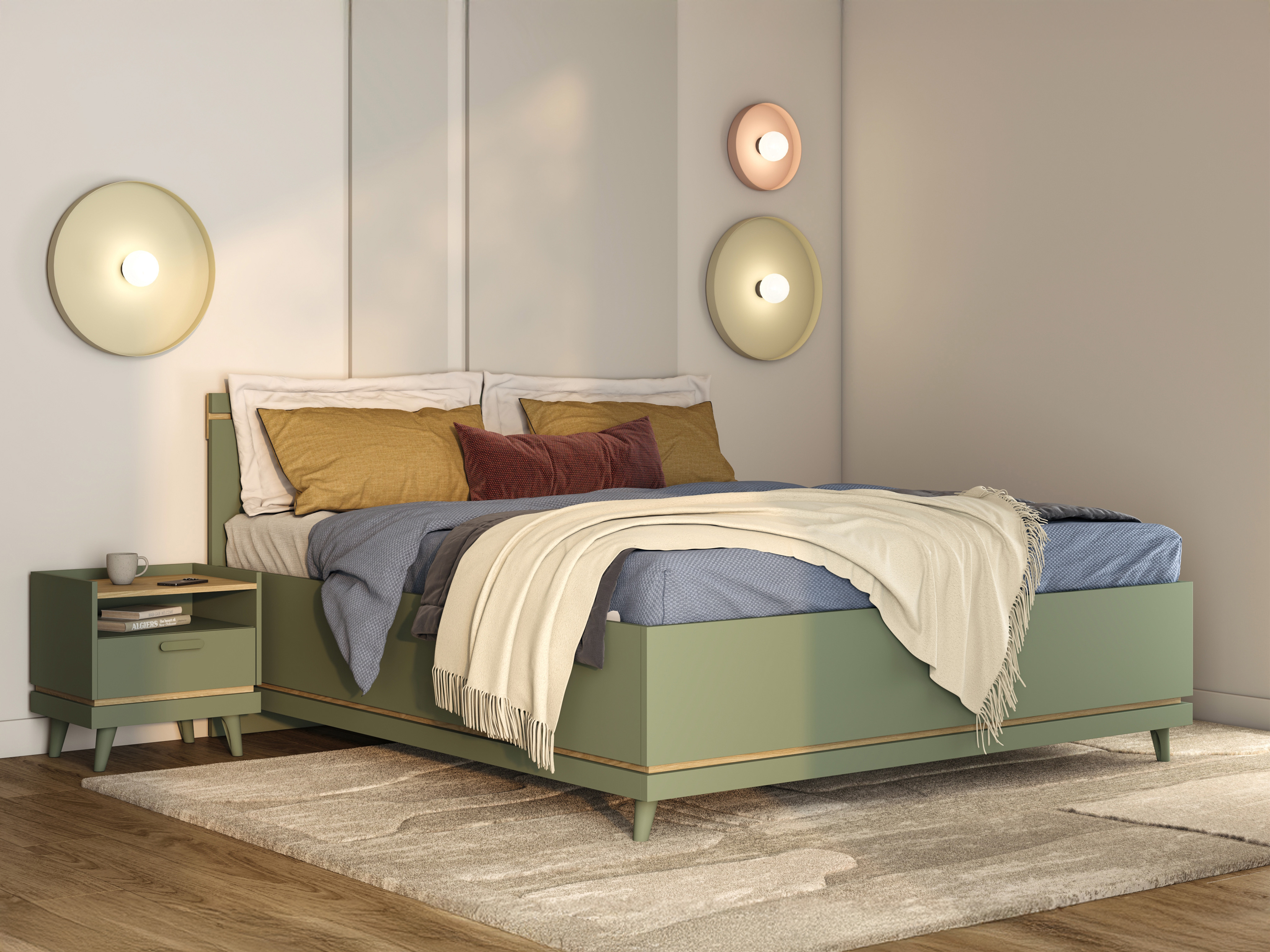 Cama Fertalu 107 (Verde + Roble)
