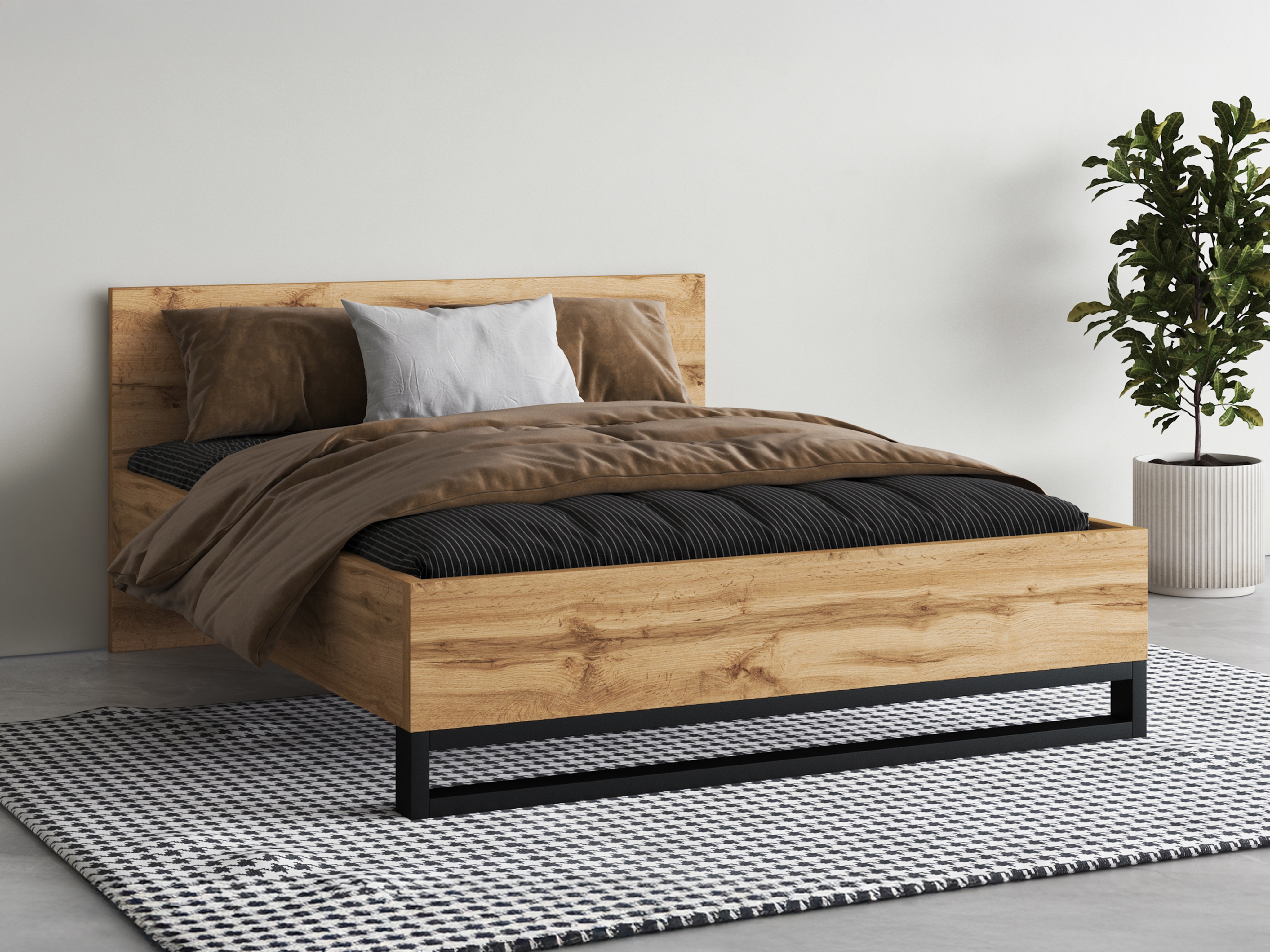 Cama Avicavu 118 (Roble wotan + Negro)