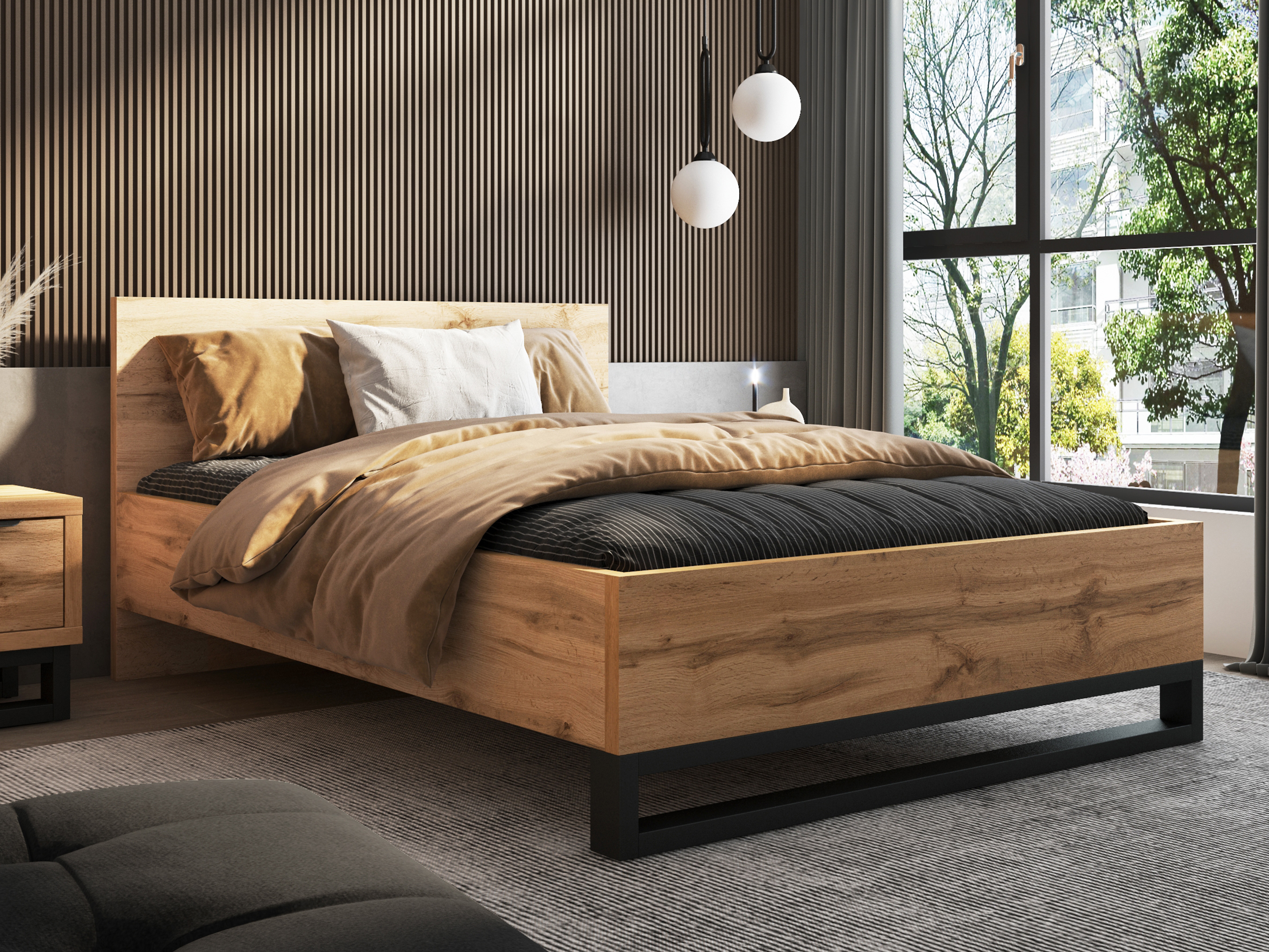 Cama Avicavu 118 (Roble wotan + Negro)