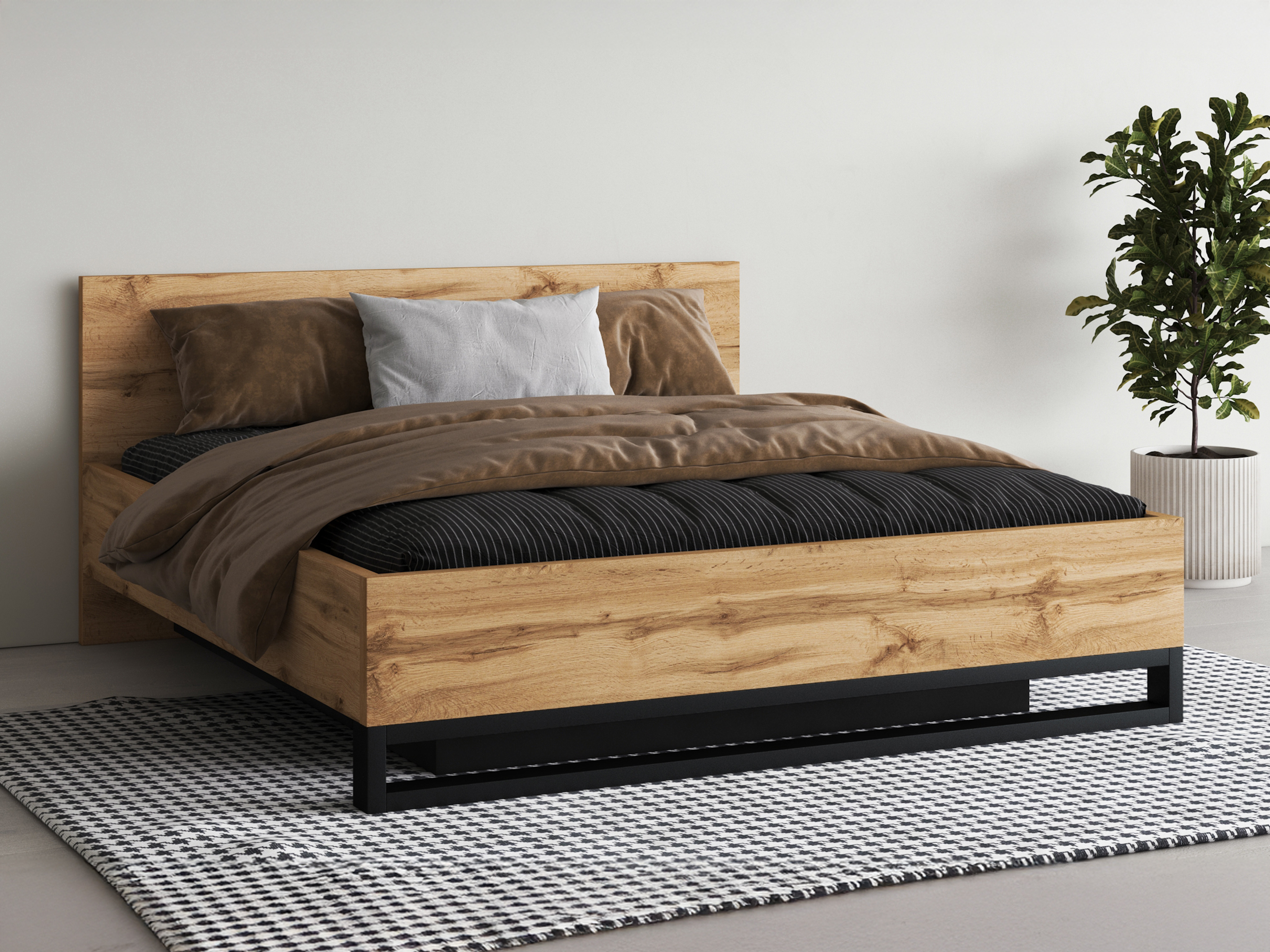 Cama Avicavu 118 (Roble wotan + Negro)