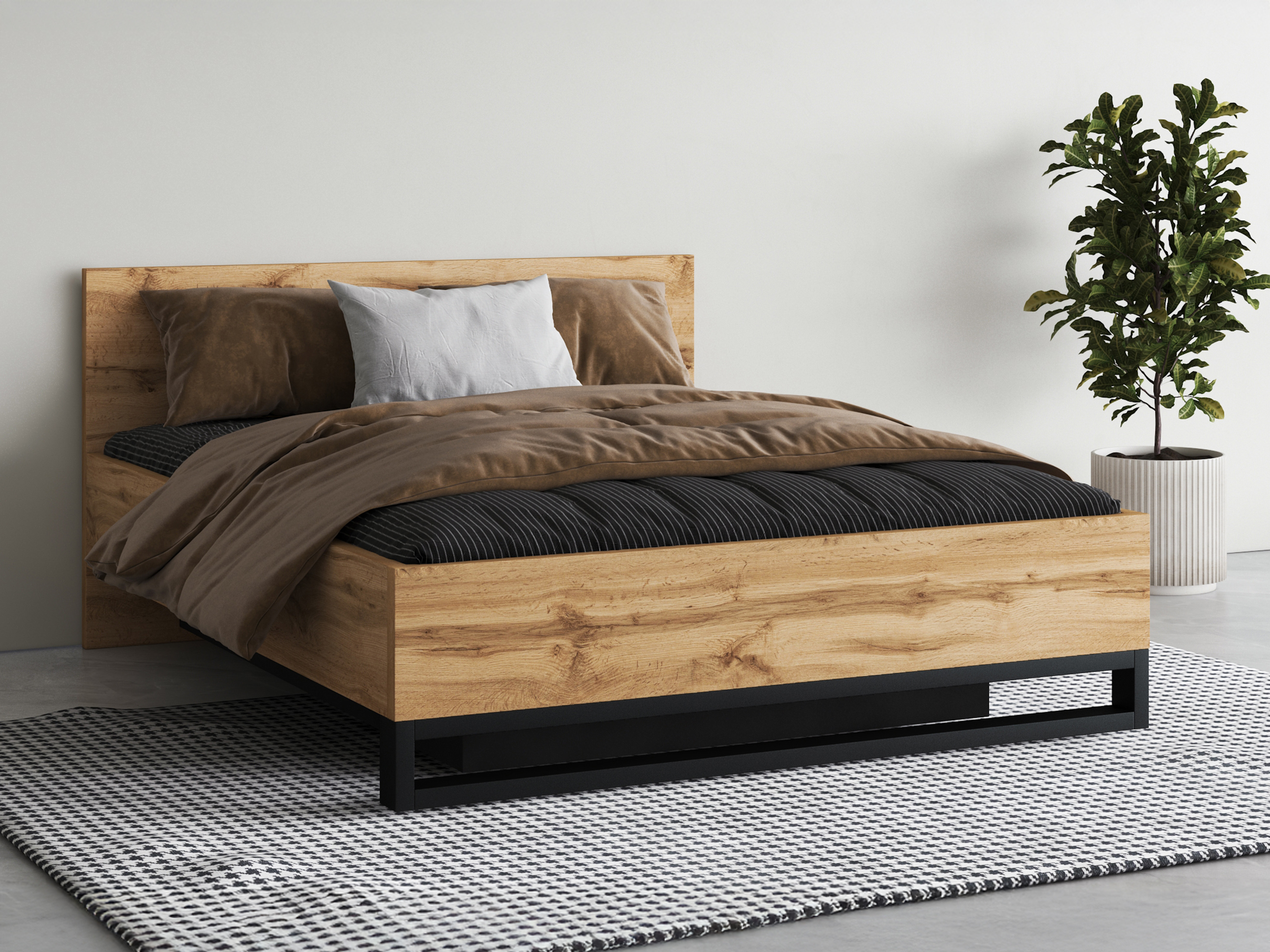 Cama Avicavu 118 (Roble wotan + Negro)