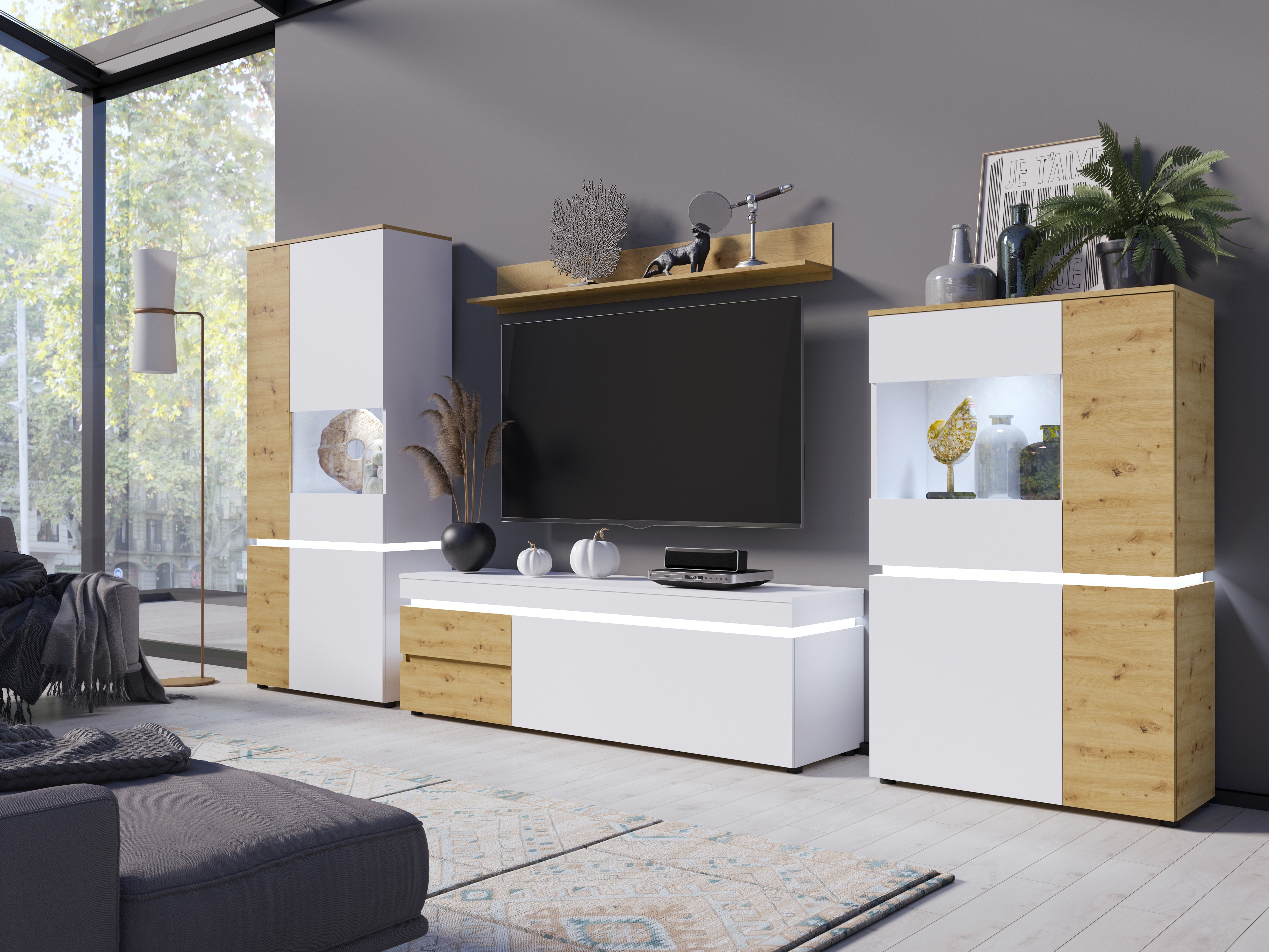 Conjunto de salón Ontario 176 (Roble Artisan + Blanco)