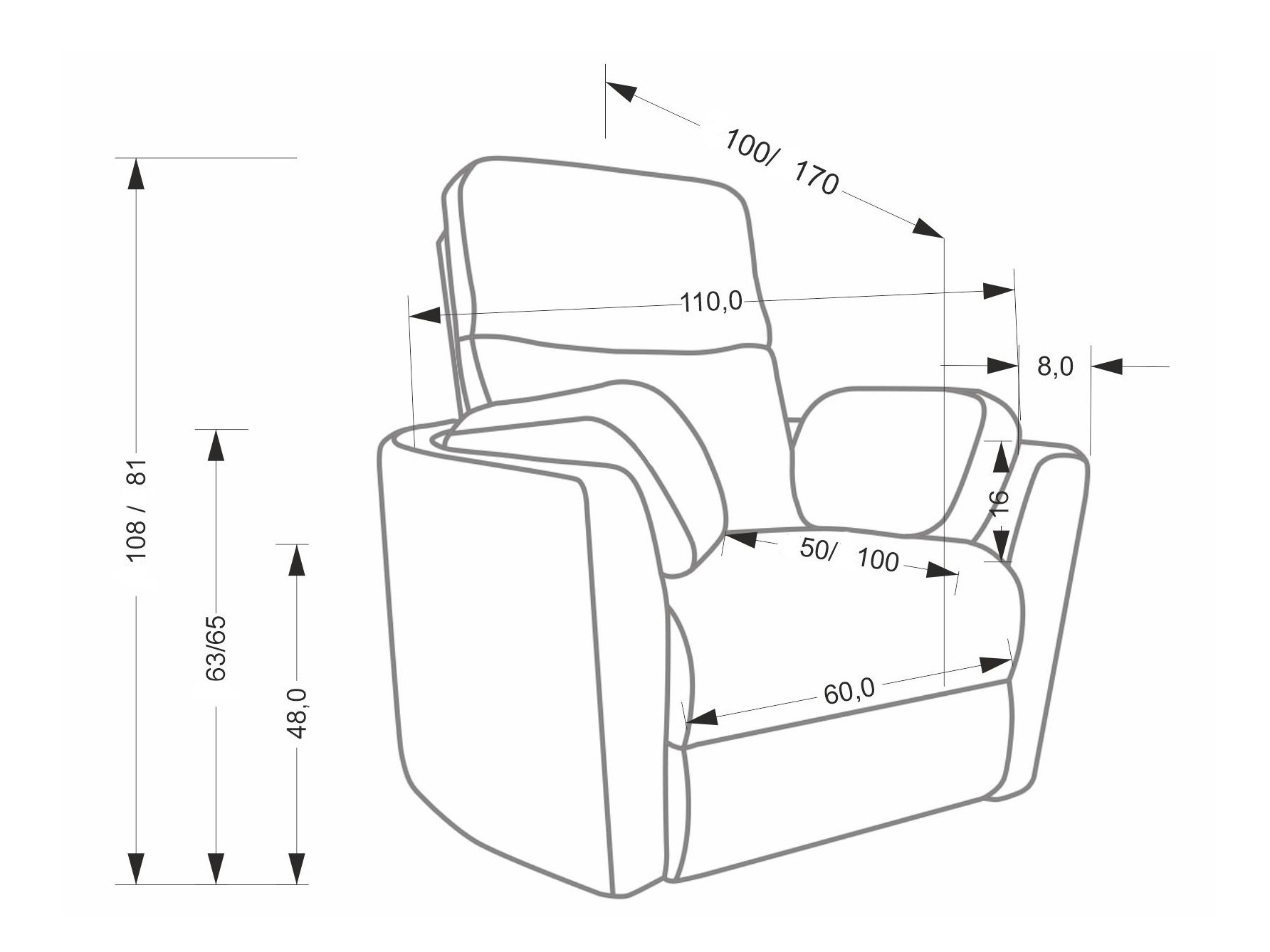 Sillón reclinable Houston 2079 (Amarillo)