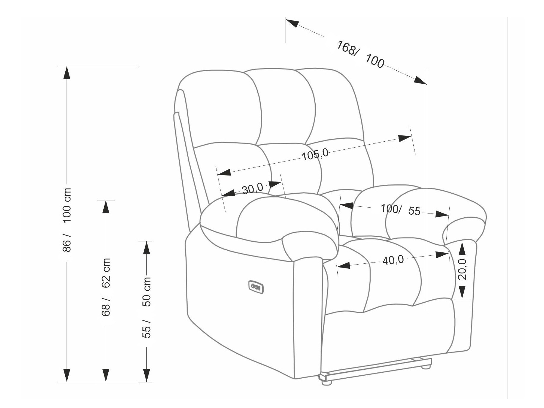 Sillón reclinable Houston 2080 (Beige)