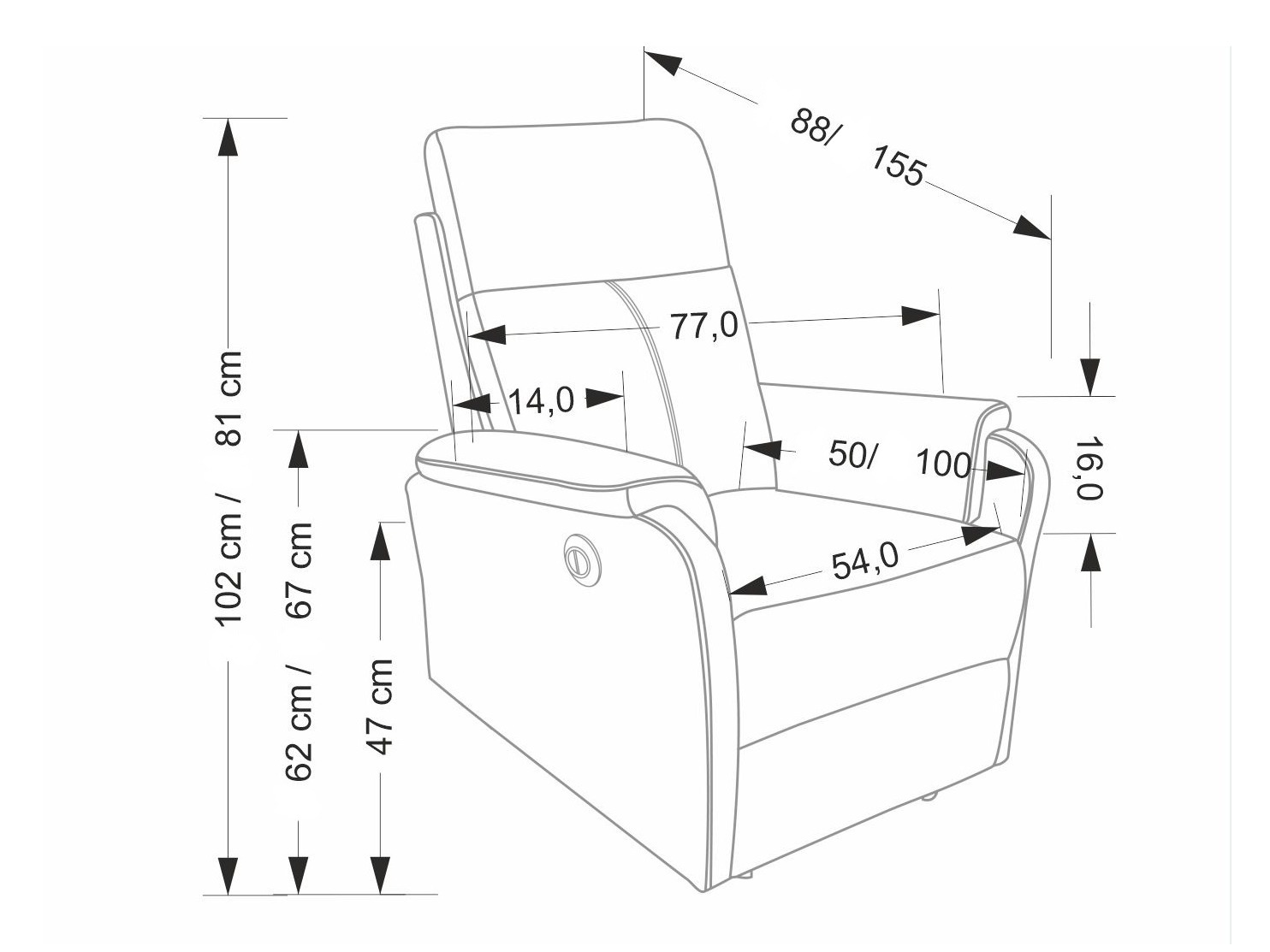 Sillón reclinable Houston 2081 (Gris)