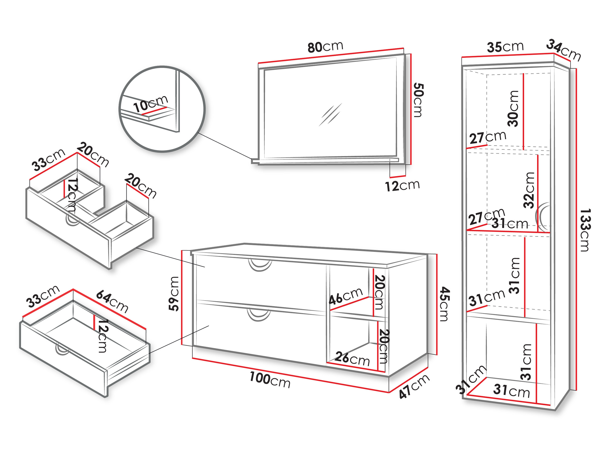 Conjunto de mueble de baño Providence 196 (Cachemira)