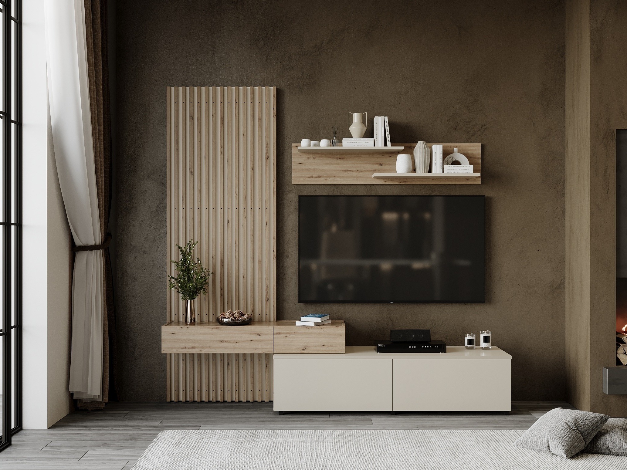 Conjunto de salón Houston 2086 (Roble Artisan + Cachemira)