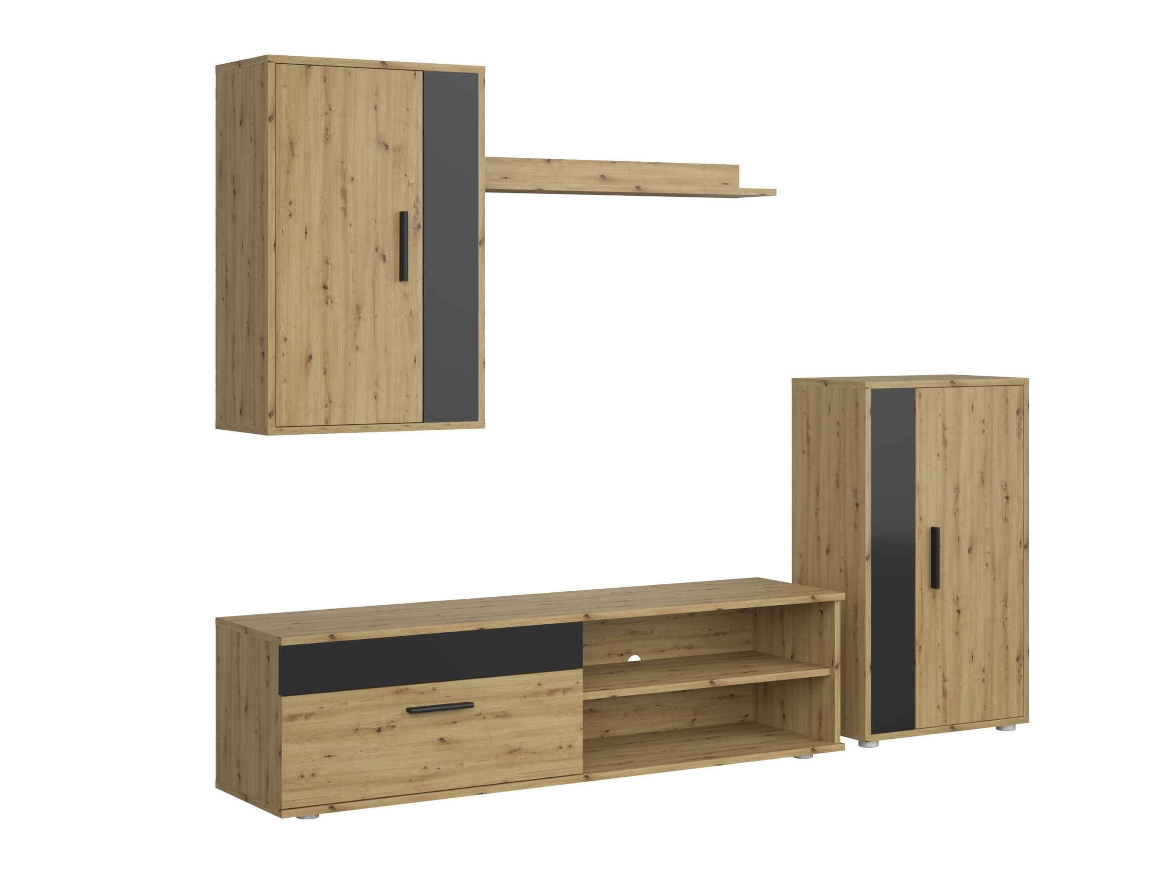 Conjunto de salón Houston 2087 (Negro + Roble Artisan)