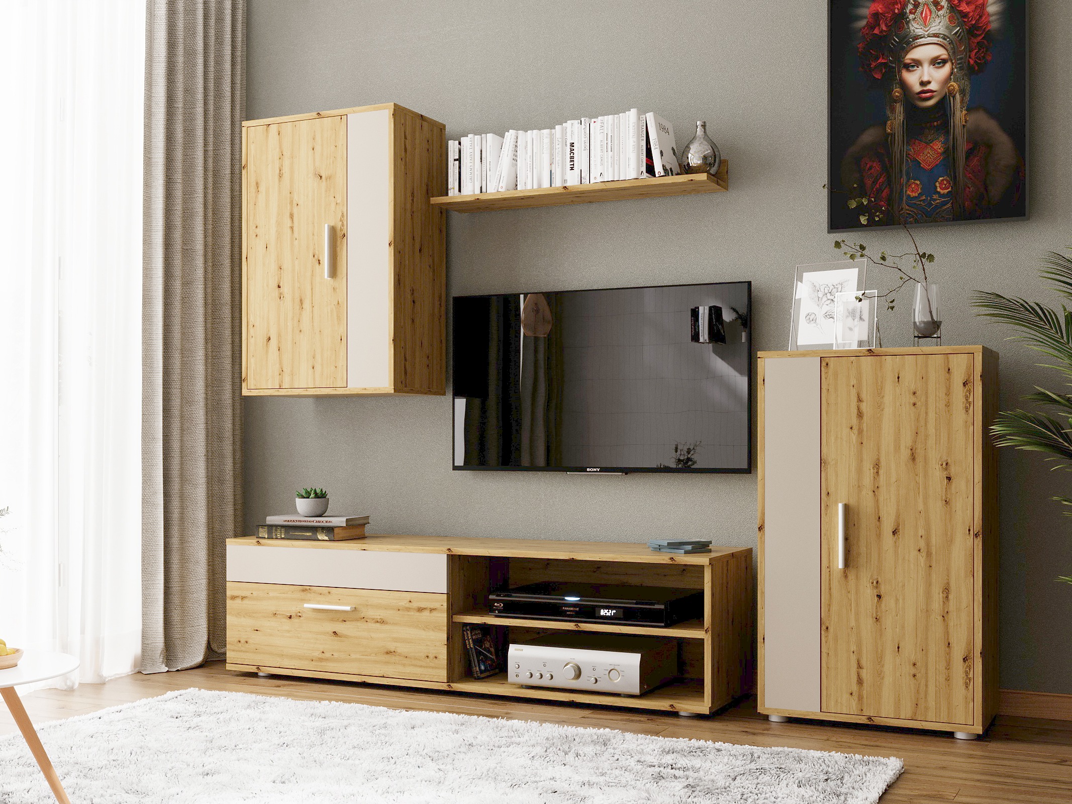 Conjunto de salón Houston 2087 (Roble Artisan + Cachemira)