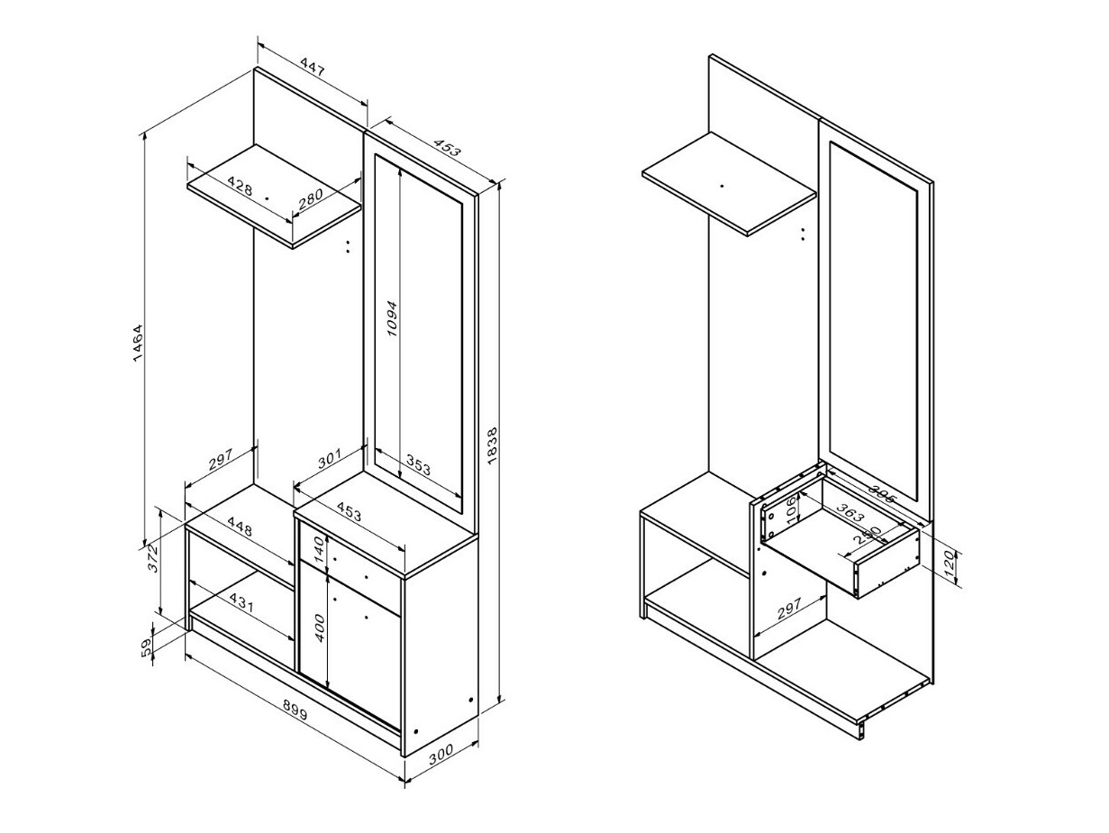 Conjunto para recibidor Houston 2084 (Roble Artisan + Cachemira)