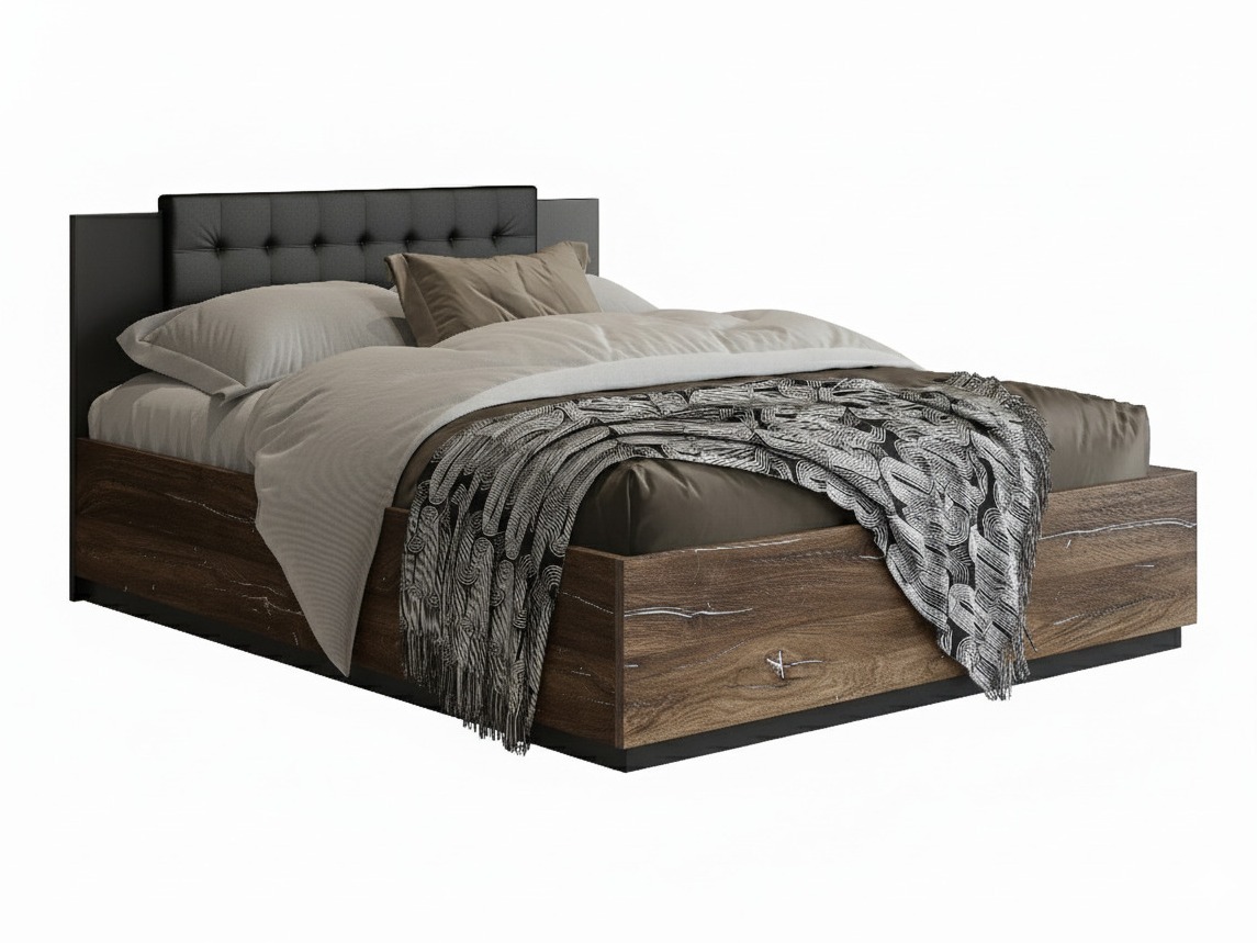 Cama Felelie 104 (Roble Flagstaf oscuro + Plata)