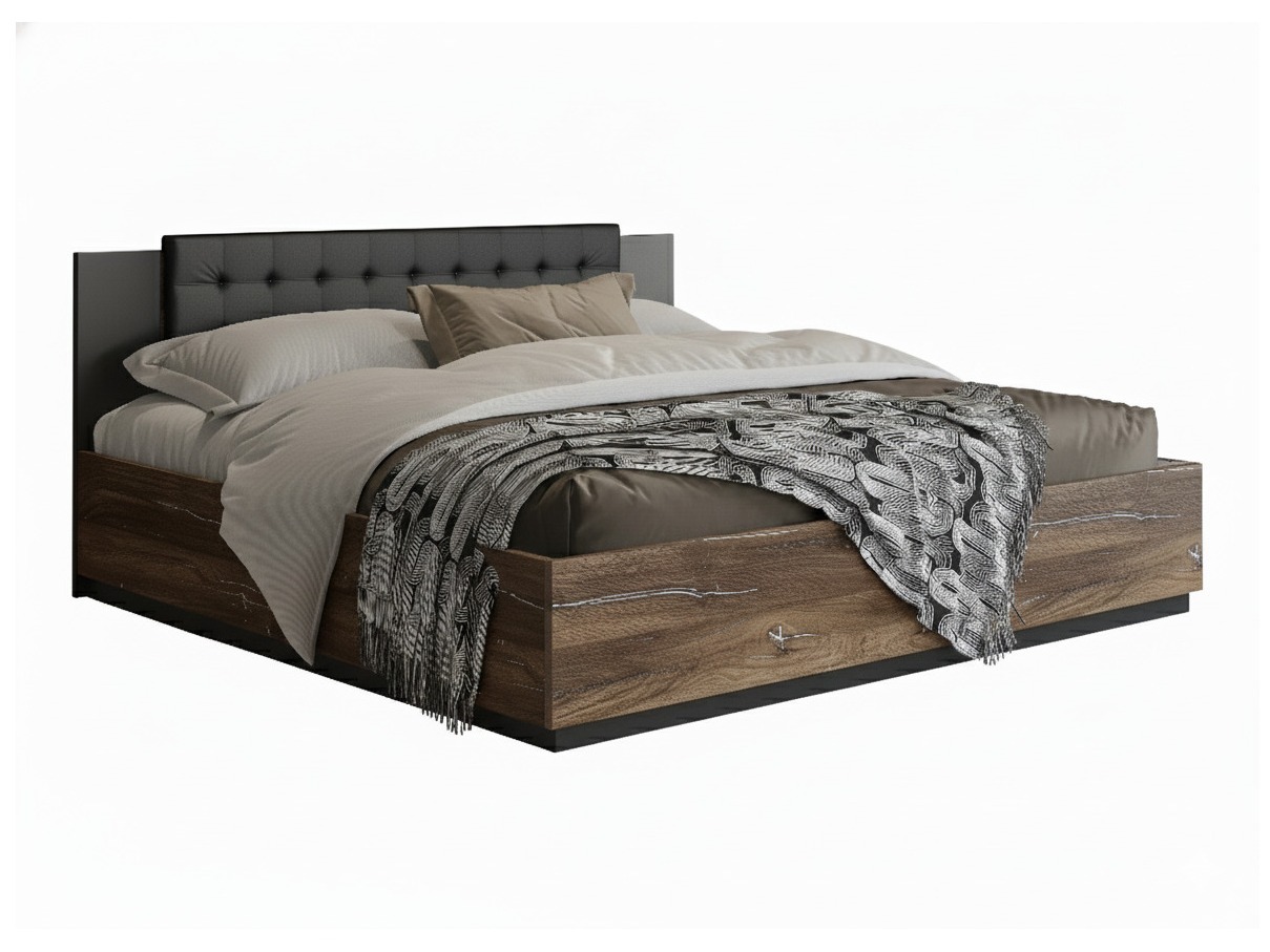 Cama Felelie 104 (Roble Flagstaf oscuro + Plata)