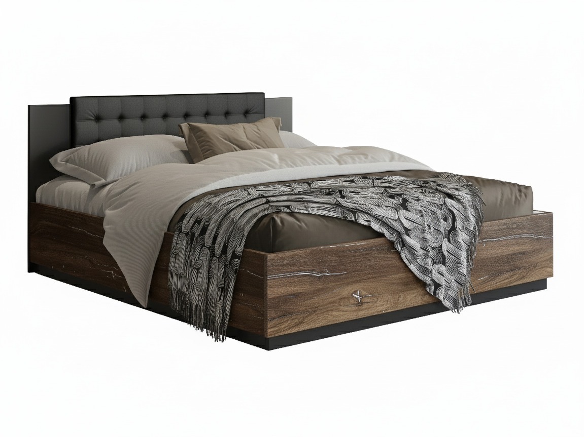 Cama Felelie 104 (Roble Flagstaf oscuro + Plata)