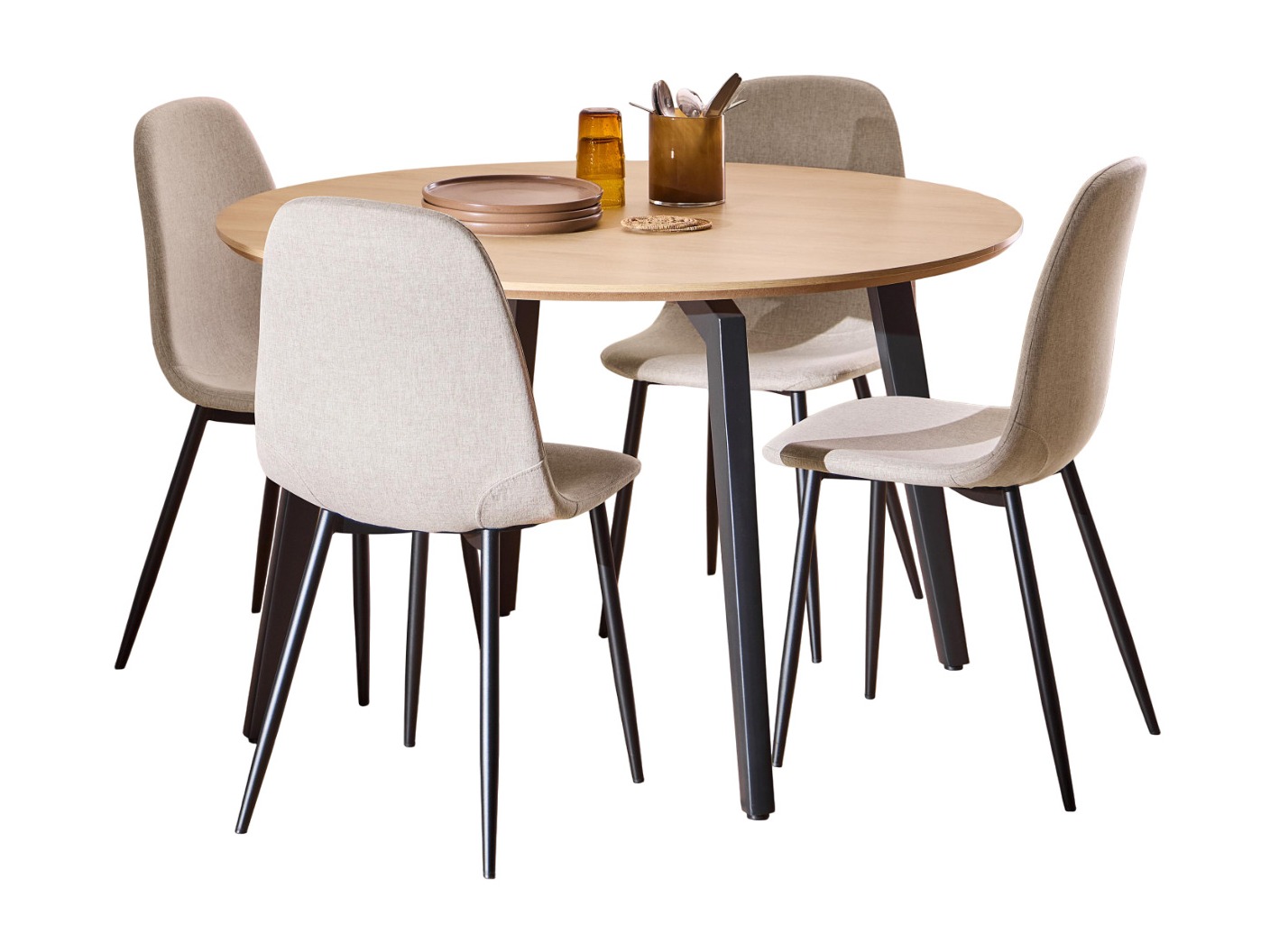 Conjunto de mesas y sillas para comedor Norsica 1008 (Beige)