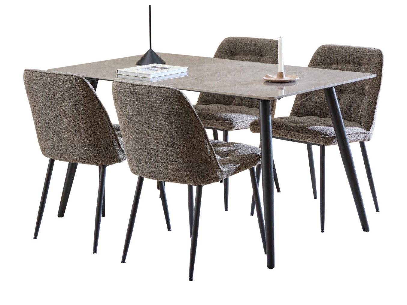 Conjunto de mesas y sillas para comedor Norsica 1012 (Mármol gris)