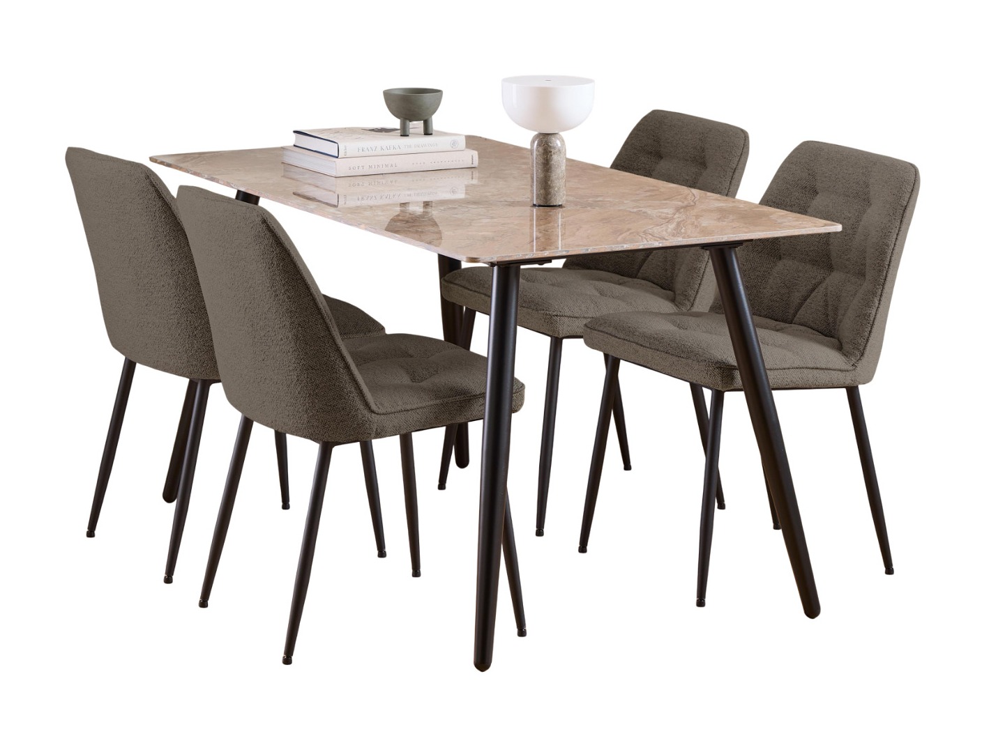 Conjunto de mesas y sillas para comedor Norsica 1012 (Taupe + Negro)