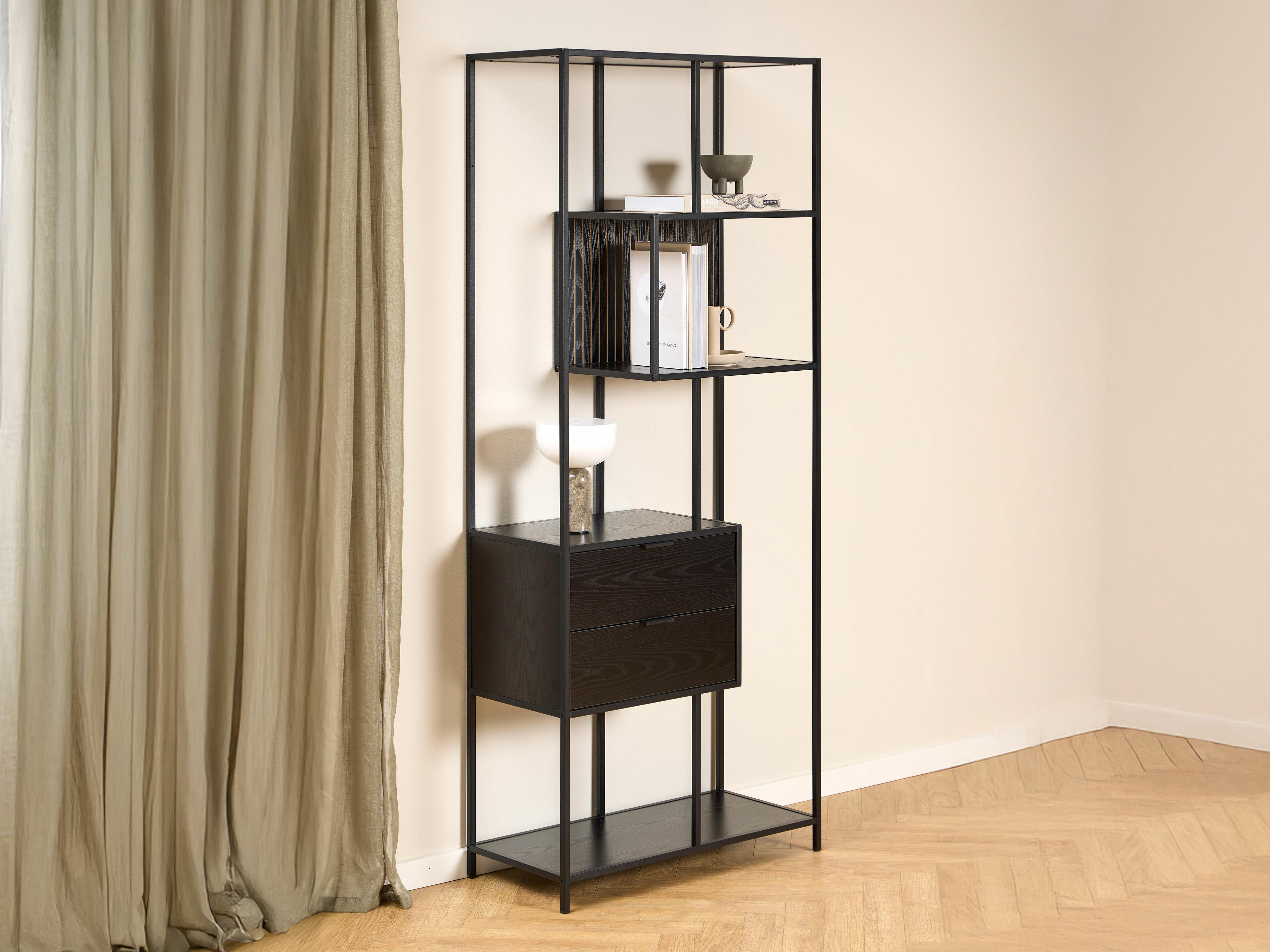 Estantería Norsica Sevferi 182 (Cenizas negro + Negro)