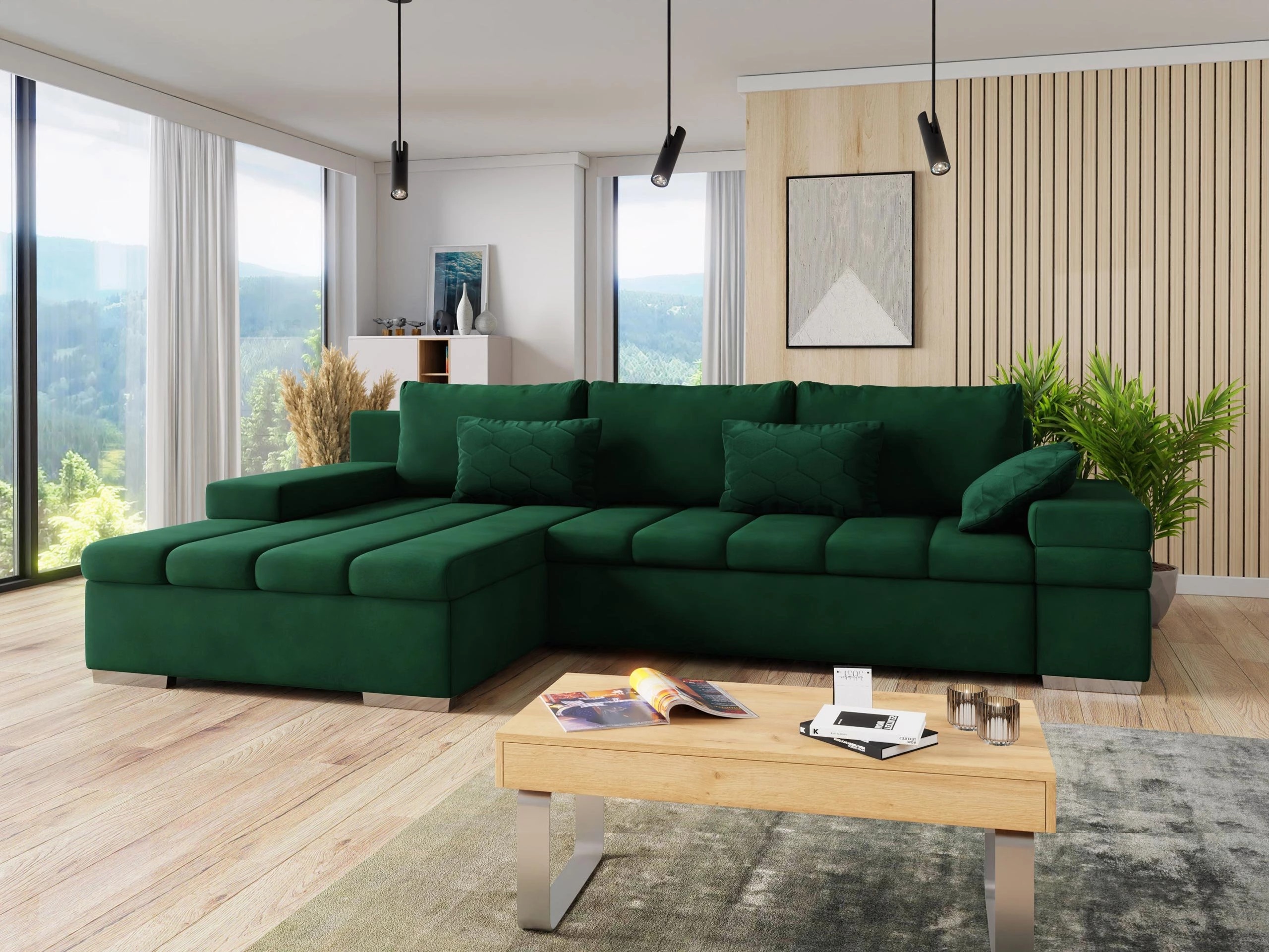 Sofá rinconero Comfivo Olivetum II (Uttario Velvet 2951 + Magic Velvet Pik 2225)