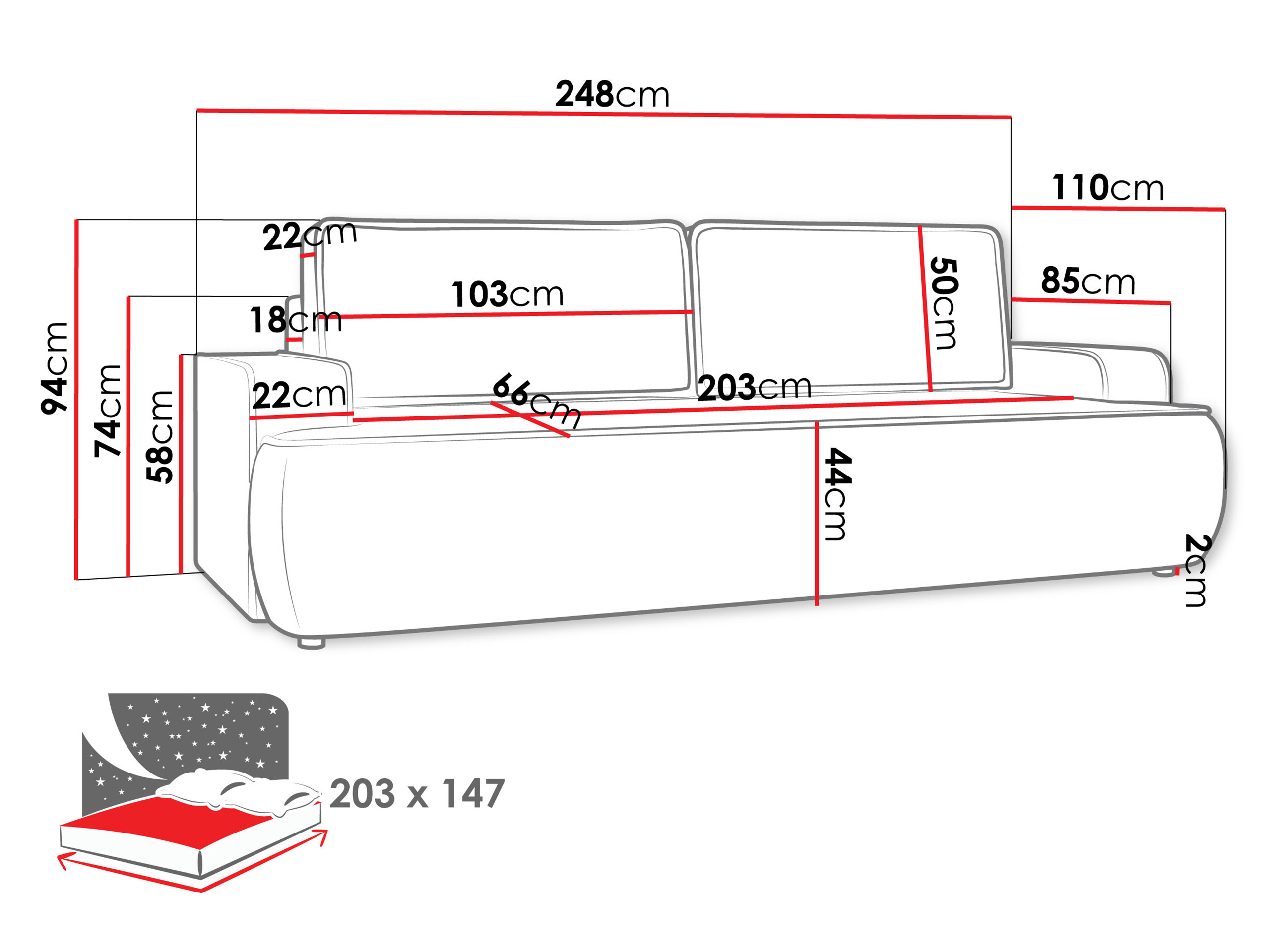 Sofá cama Bountiful 103 (Velo 635)