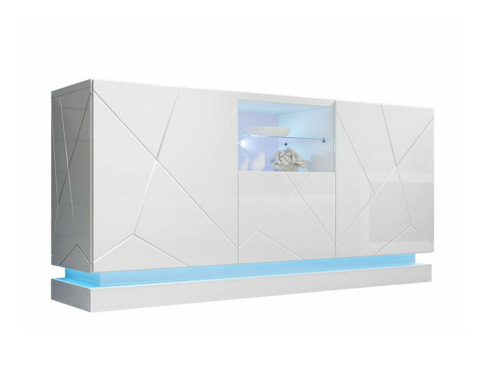 Aparador Charlotte 186 (Blanco + Blanco brillante)