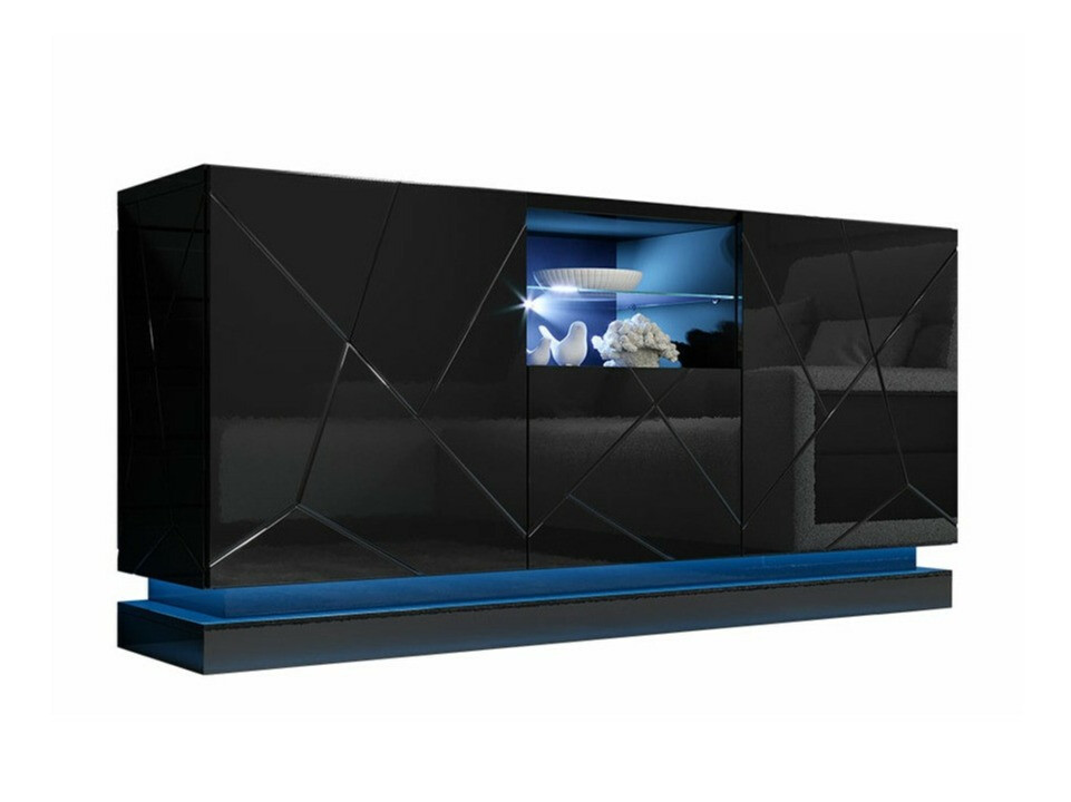 Aparador Charlotte 186 (Negro + Negro brillante)