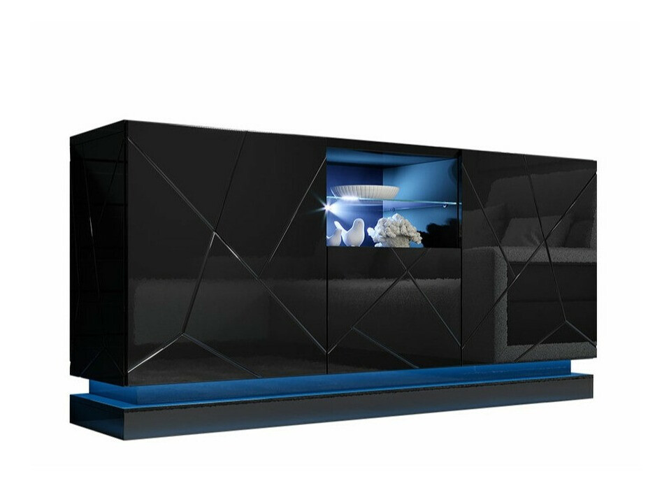 Aparador Charlotte 186 (Negro + Negro brillante)