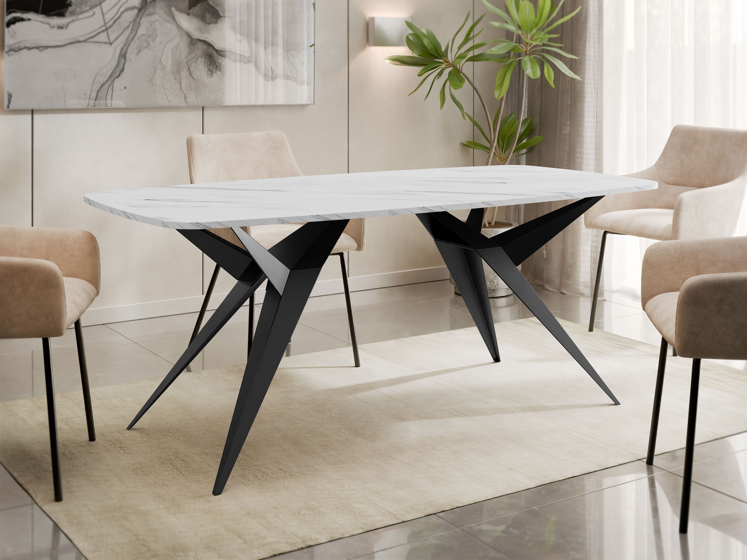 Mesa Oswego 152 (Mármol blanco)