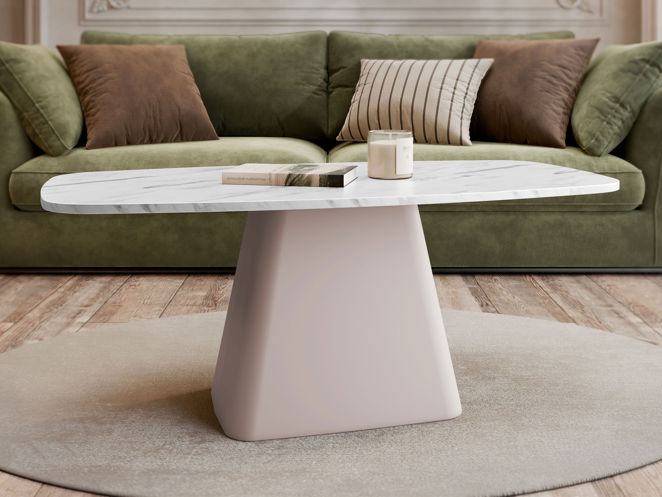 Mesa de centro Oswego 158 (Mármol blanco + Cachemira)