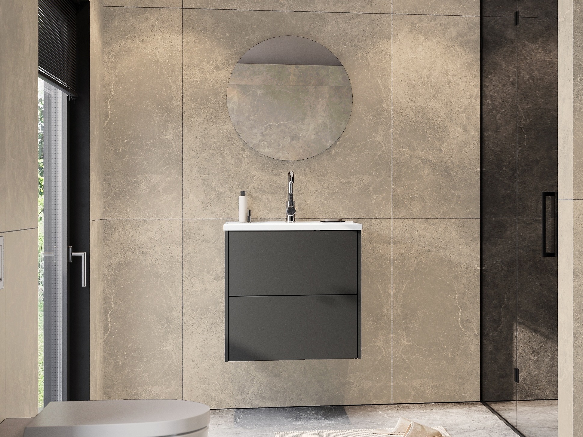 Armario de baño colgante para lavabo Sacramento 522 (Grafito)