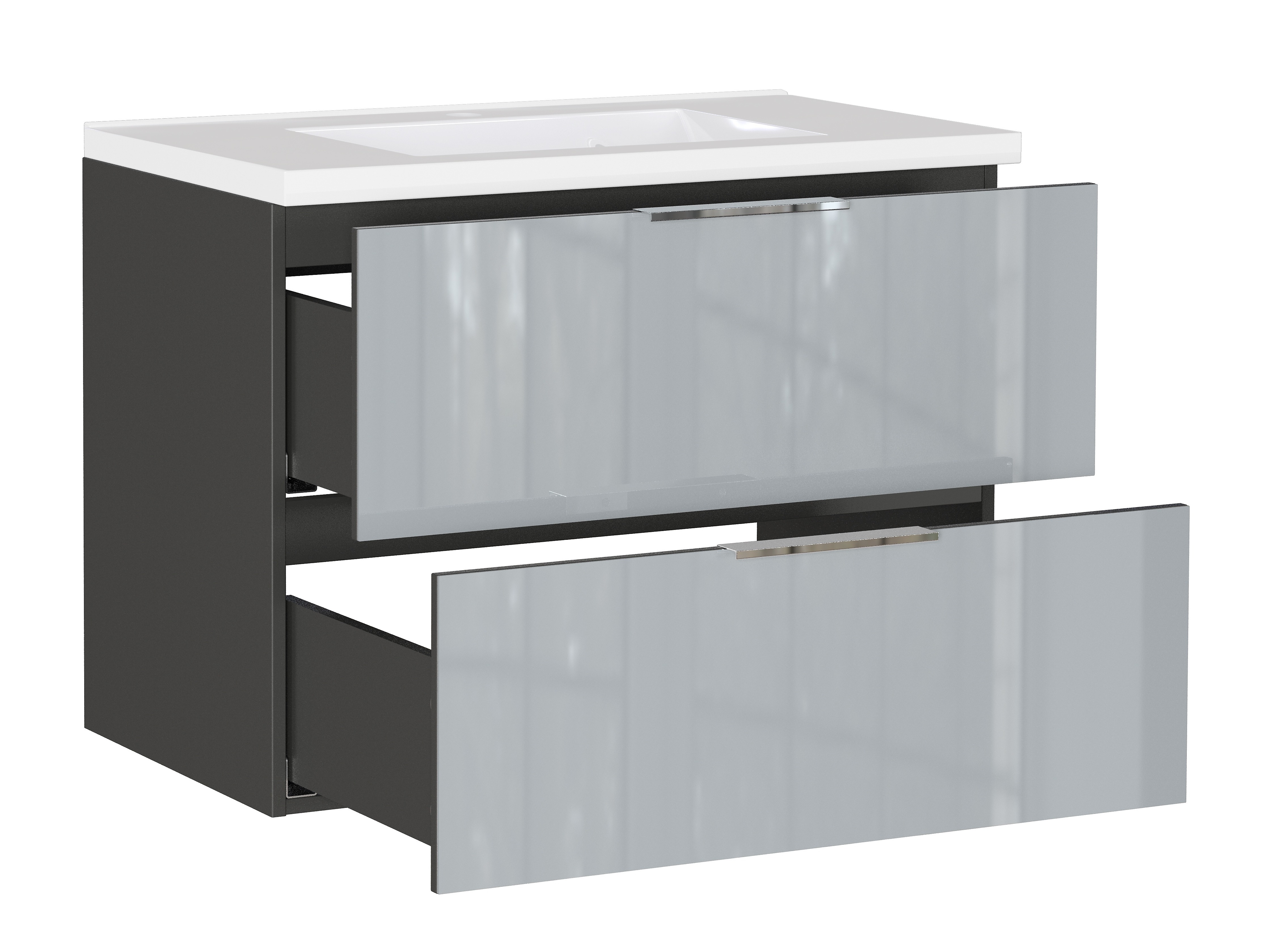 Armario de baño colgante para lavabo Sacramento 526 (Gris brillante)