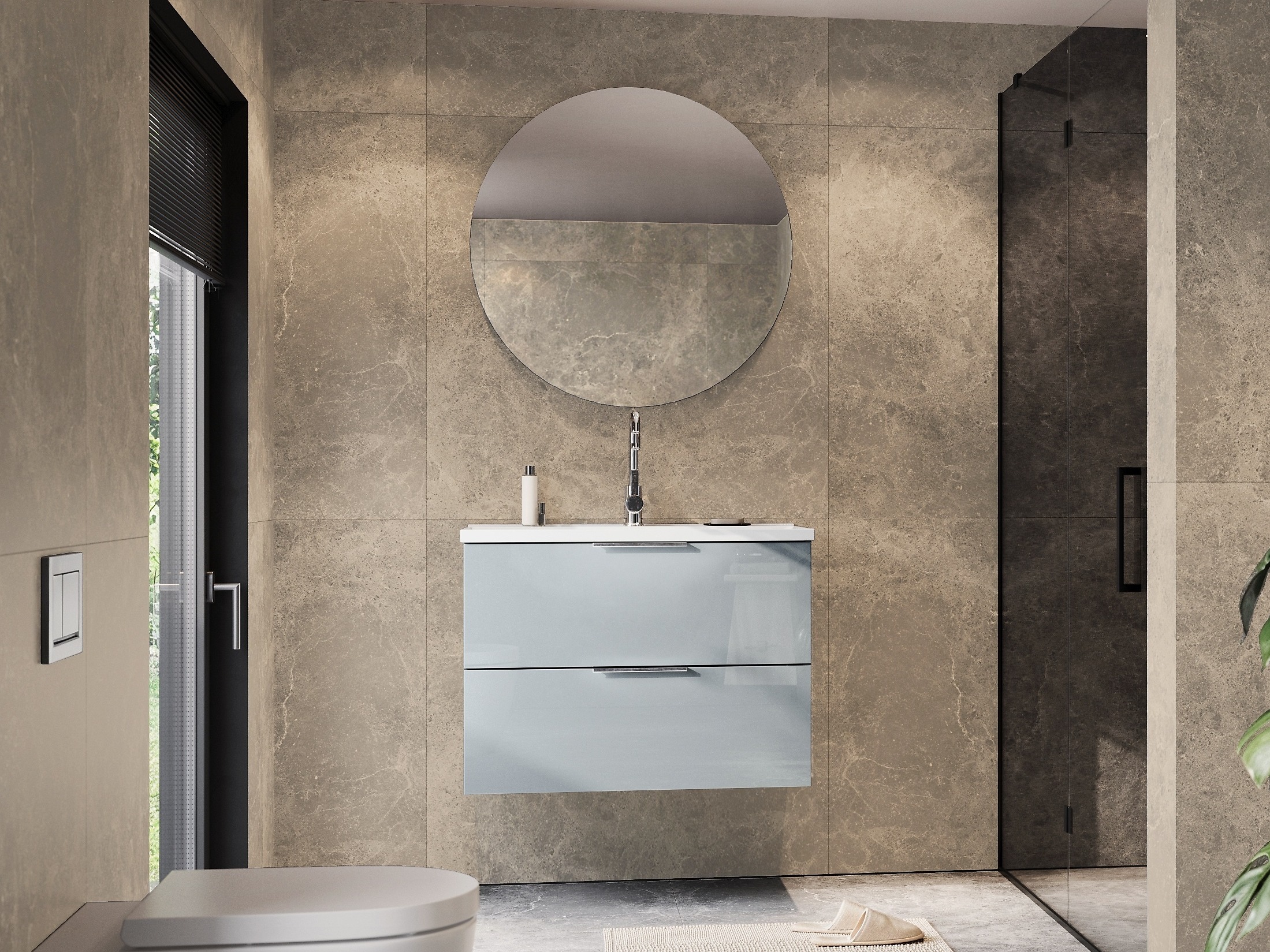 Armario de baño colgante para lavabo Sacramento 526 (Gris brillante)