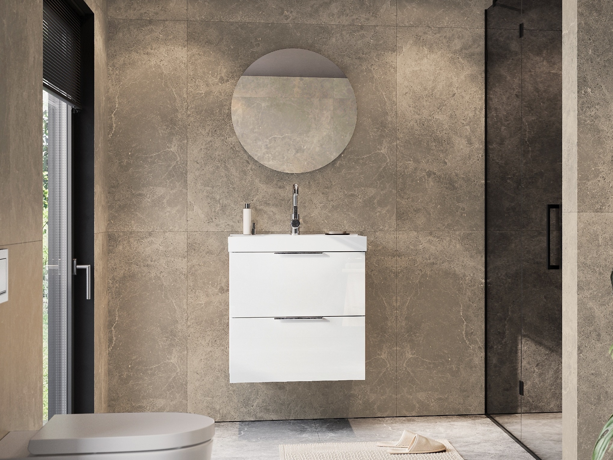 Armario de baño colgante para lavabo Sacramento 527 (Blanco brillante)