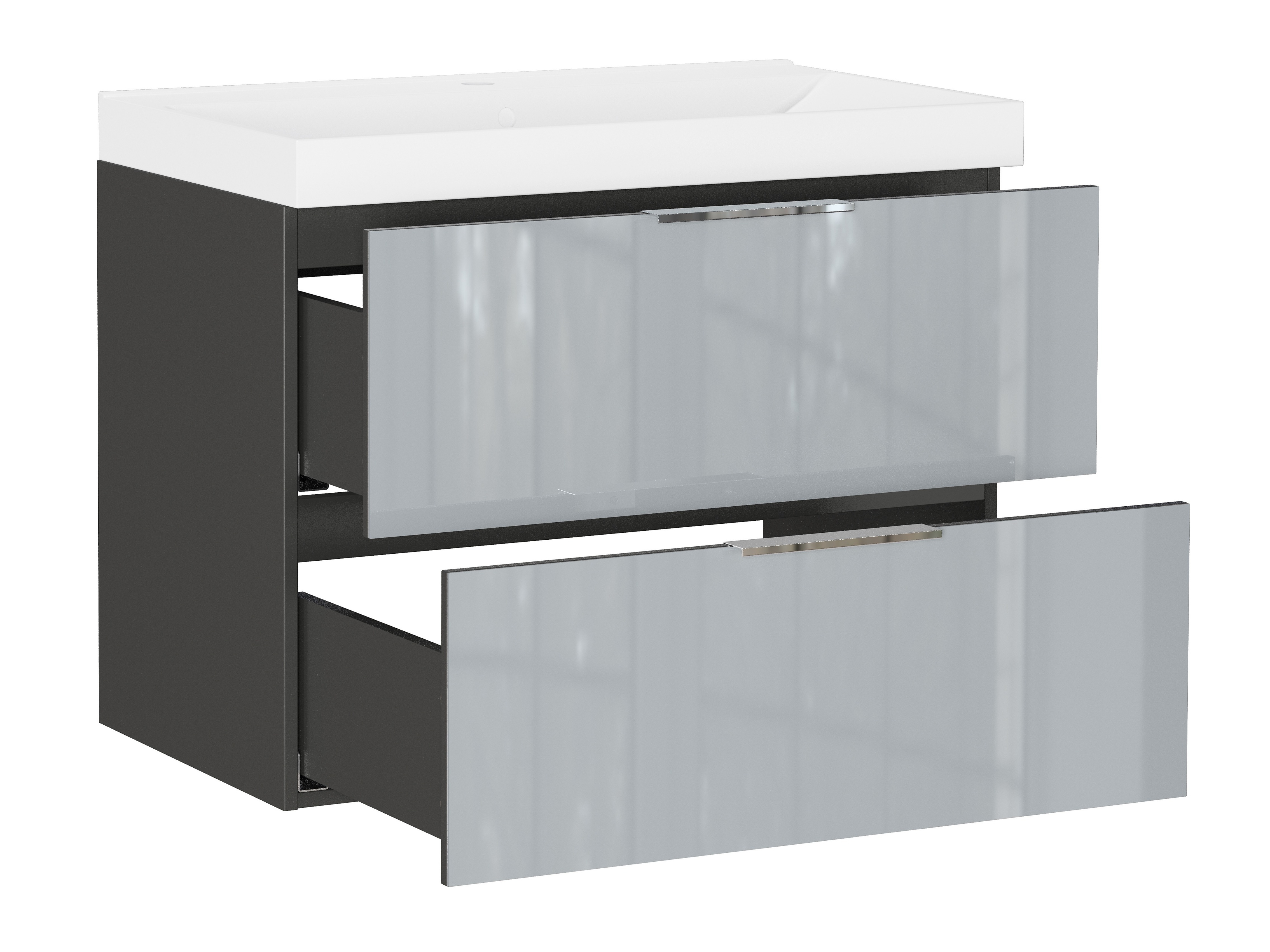 Armario de baño colgante para lavabo Sacramento 528 (Gris brillante)