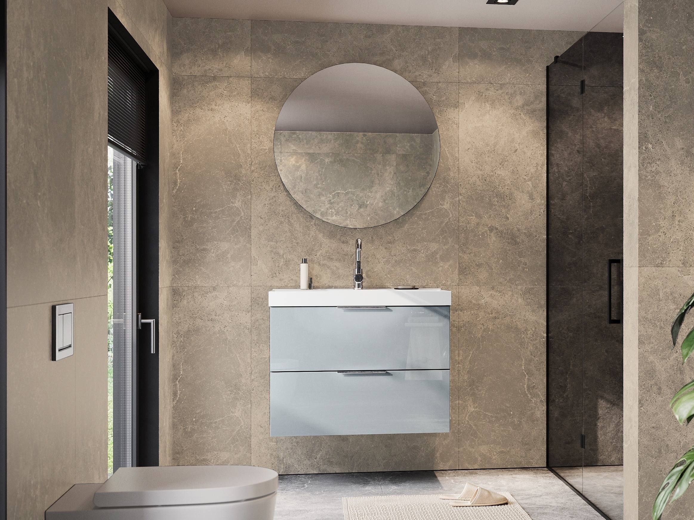 Armario de baño colgante para lavabo Sacramento 528 (Gris brillante)