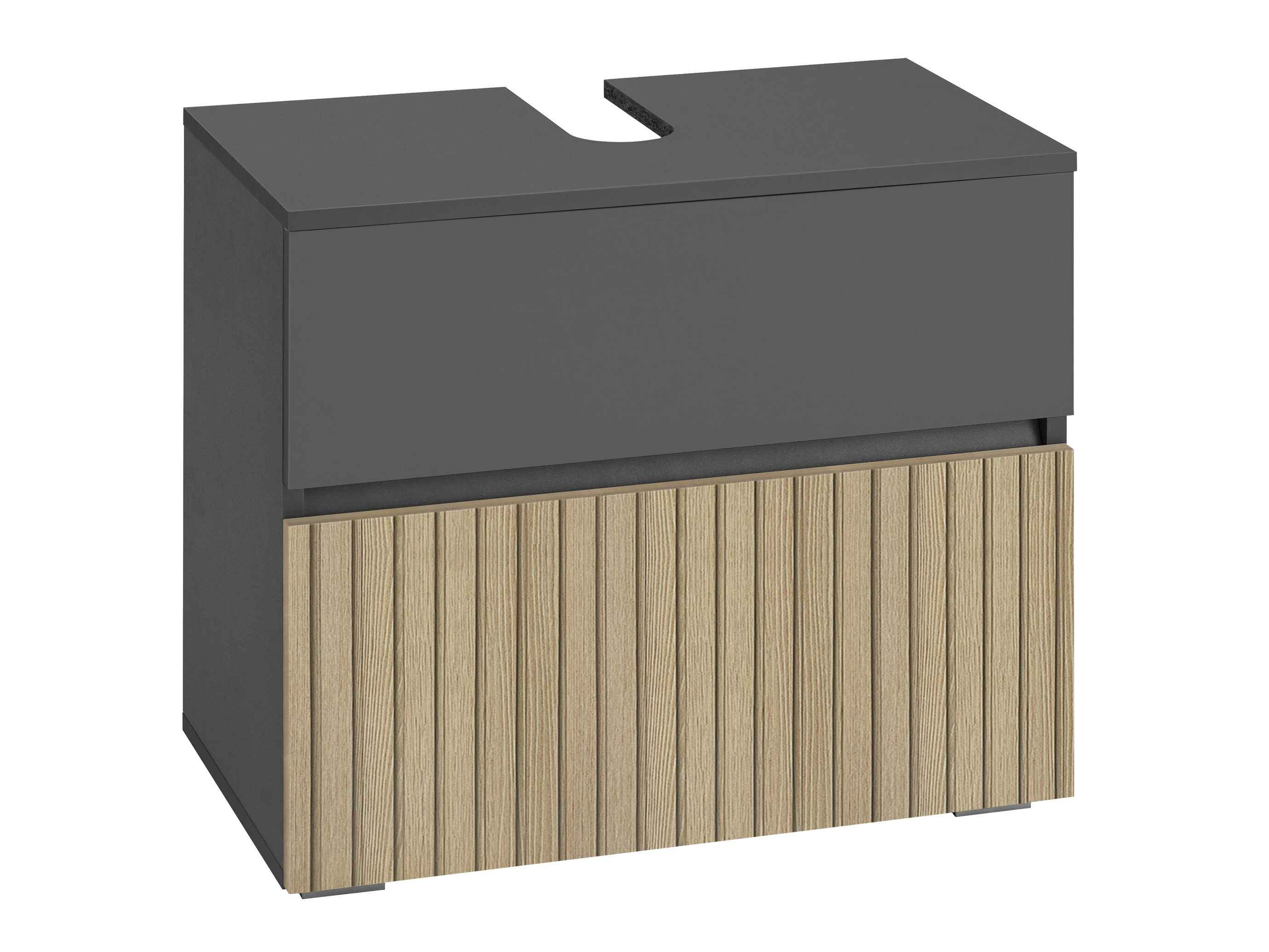 Armario de baño de pie para lavabo Soncamu 110 (Antracita + Roble claro)