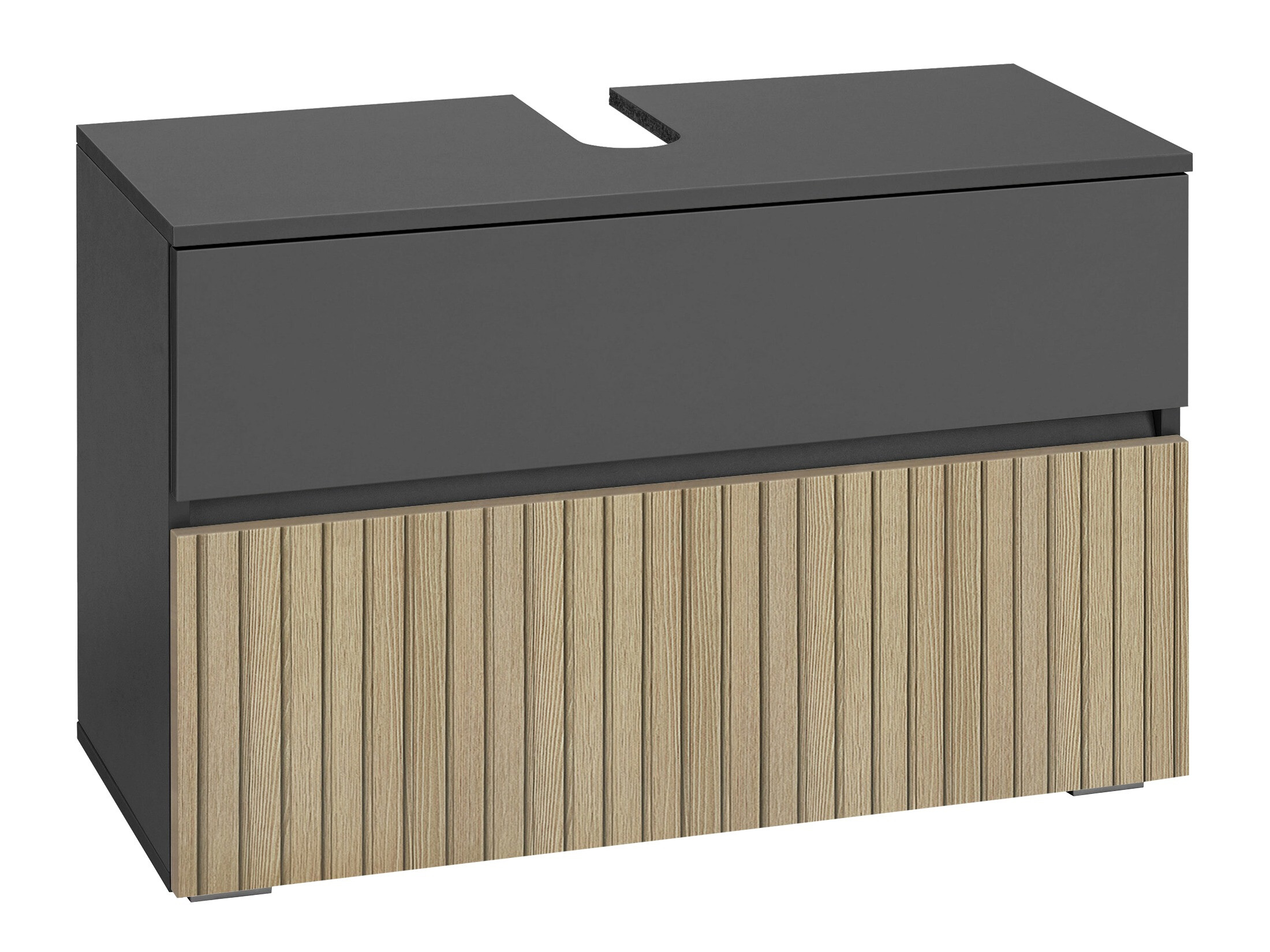 Armario de baño de pie para lavabo Soncamu 109 (Antracita + Roble claro)