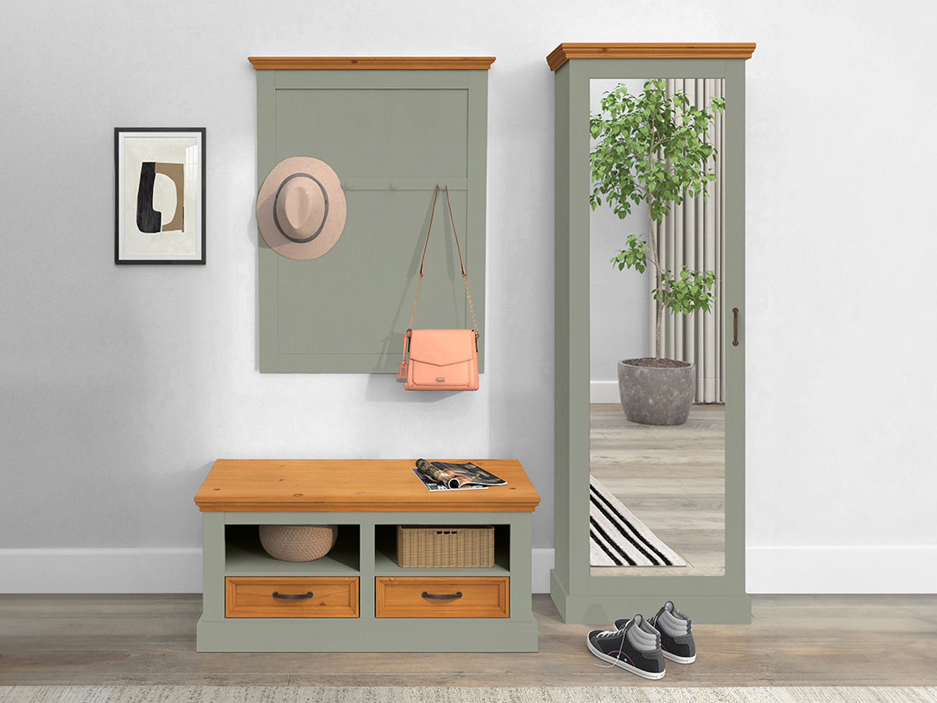 Cómoda Tolelio 128 (Verde + Pino)