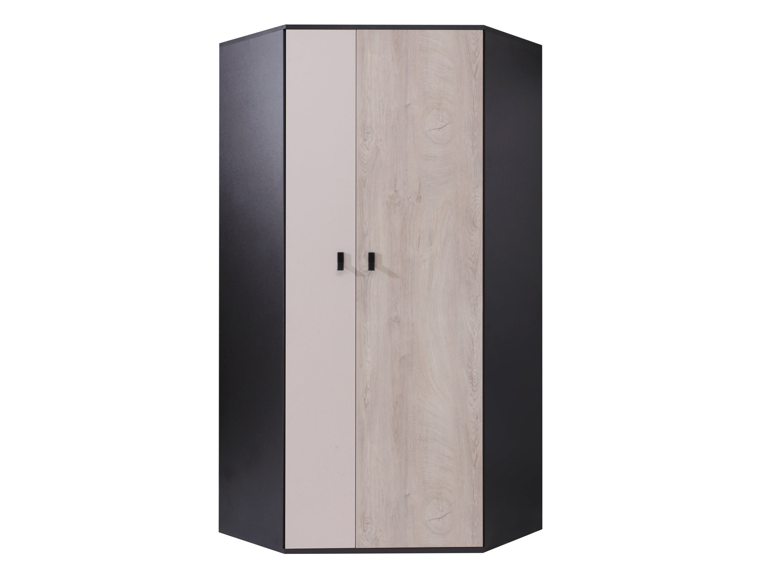 Armario de rincón Camteso 100 (Negro + Roble + Beige)