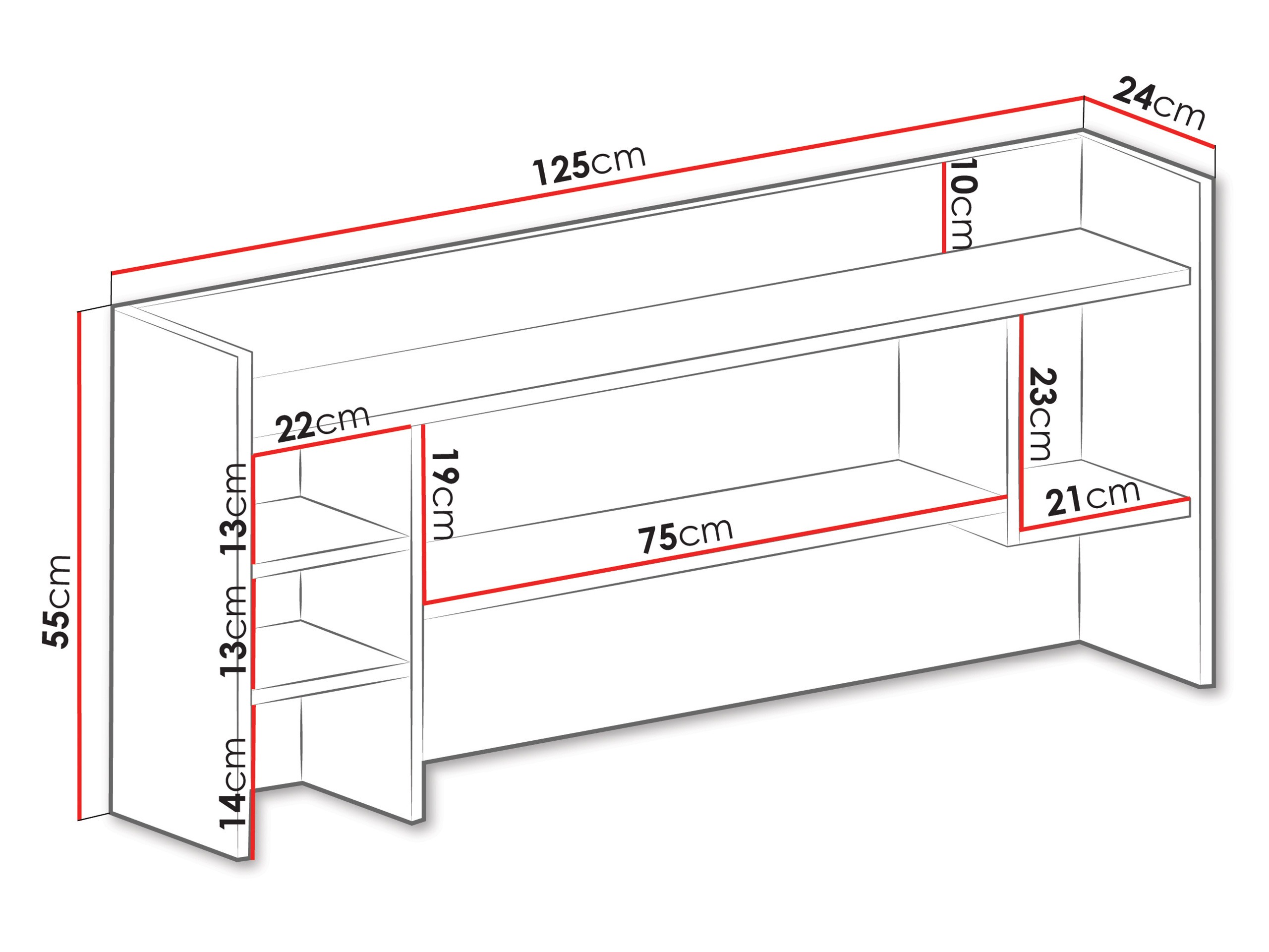 Estantería de pared Camteso 109 (Blanco + Roble + Turquesa)