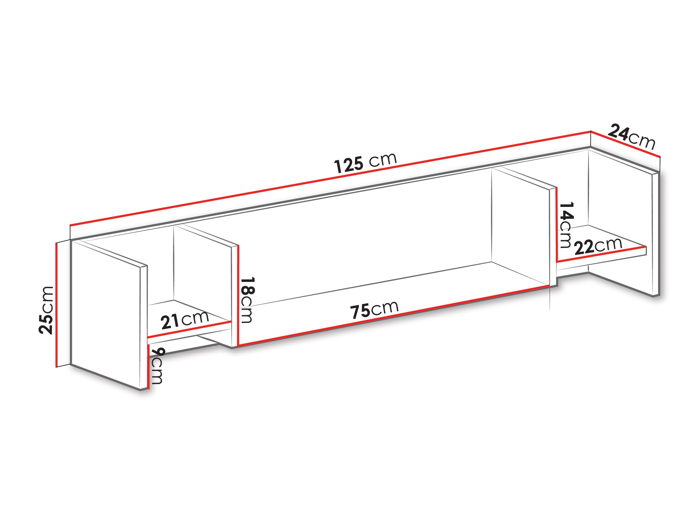 Estantería de pared Camteso 111 (Blanco + Roble + Turquesa)